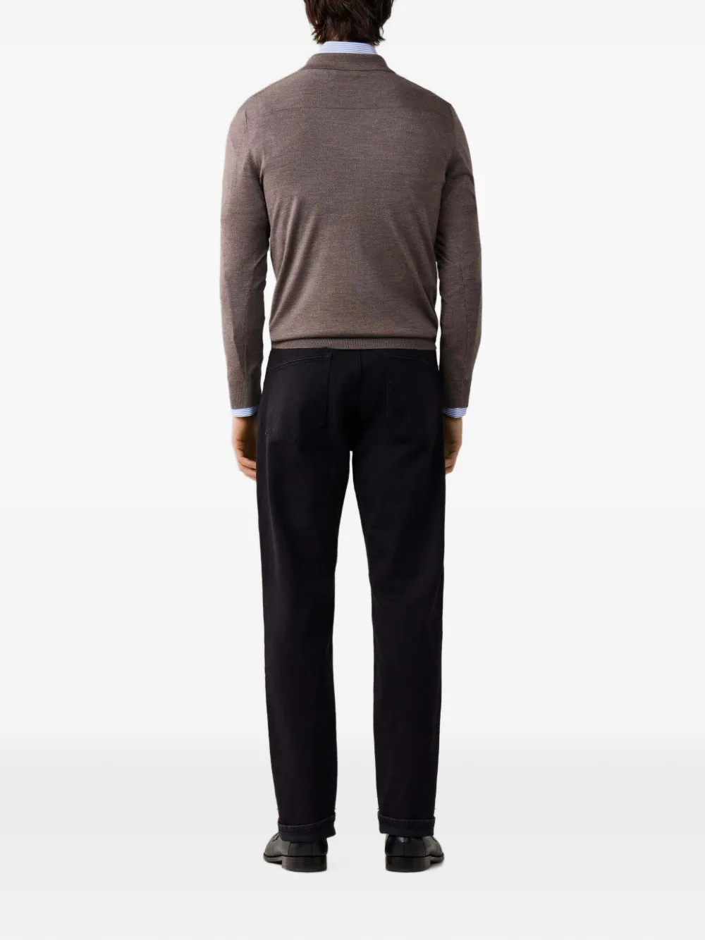 Hackett London Gebreid poloshirt Bruin