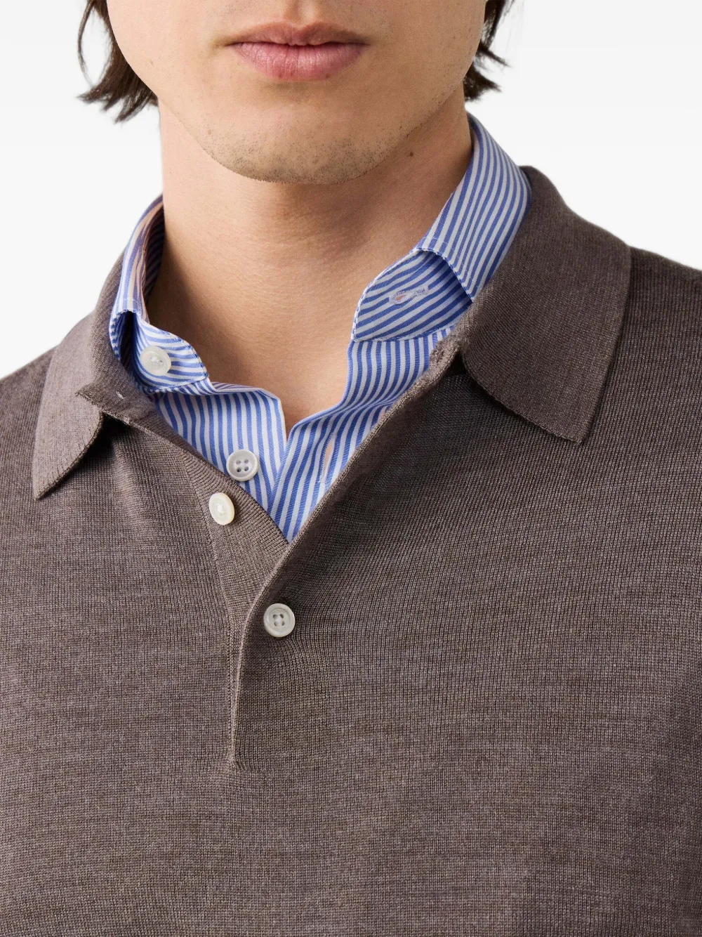 Hackett London Gebreid poloshirt Bruin