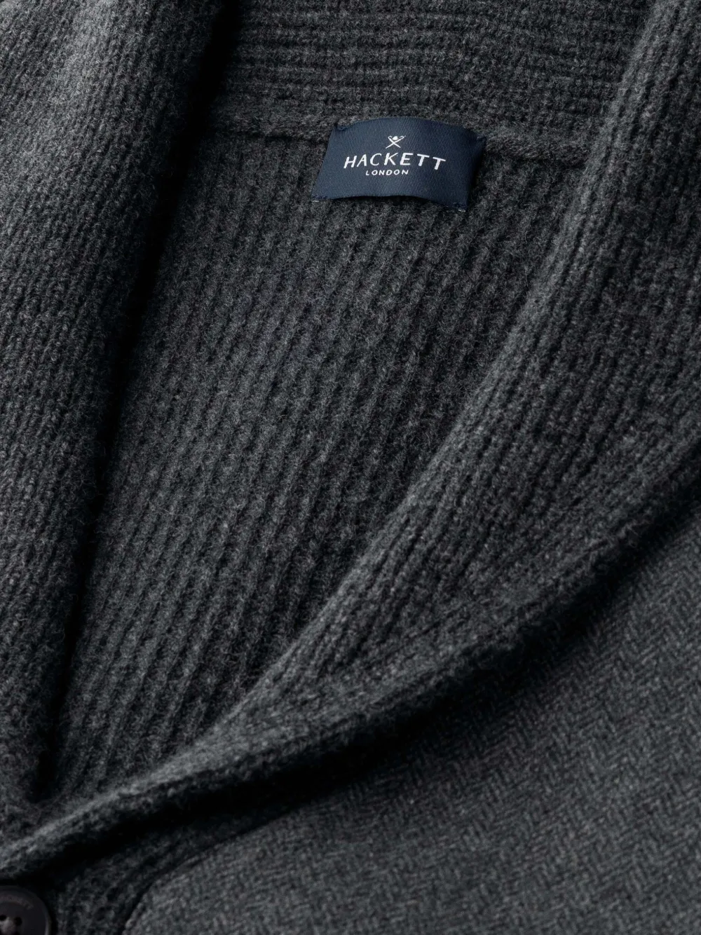 Hackett London Vest met sjaalkraag en visgraatpatroon Grijs