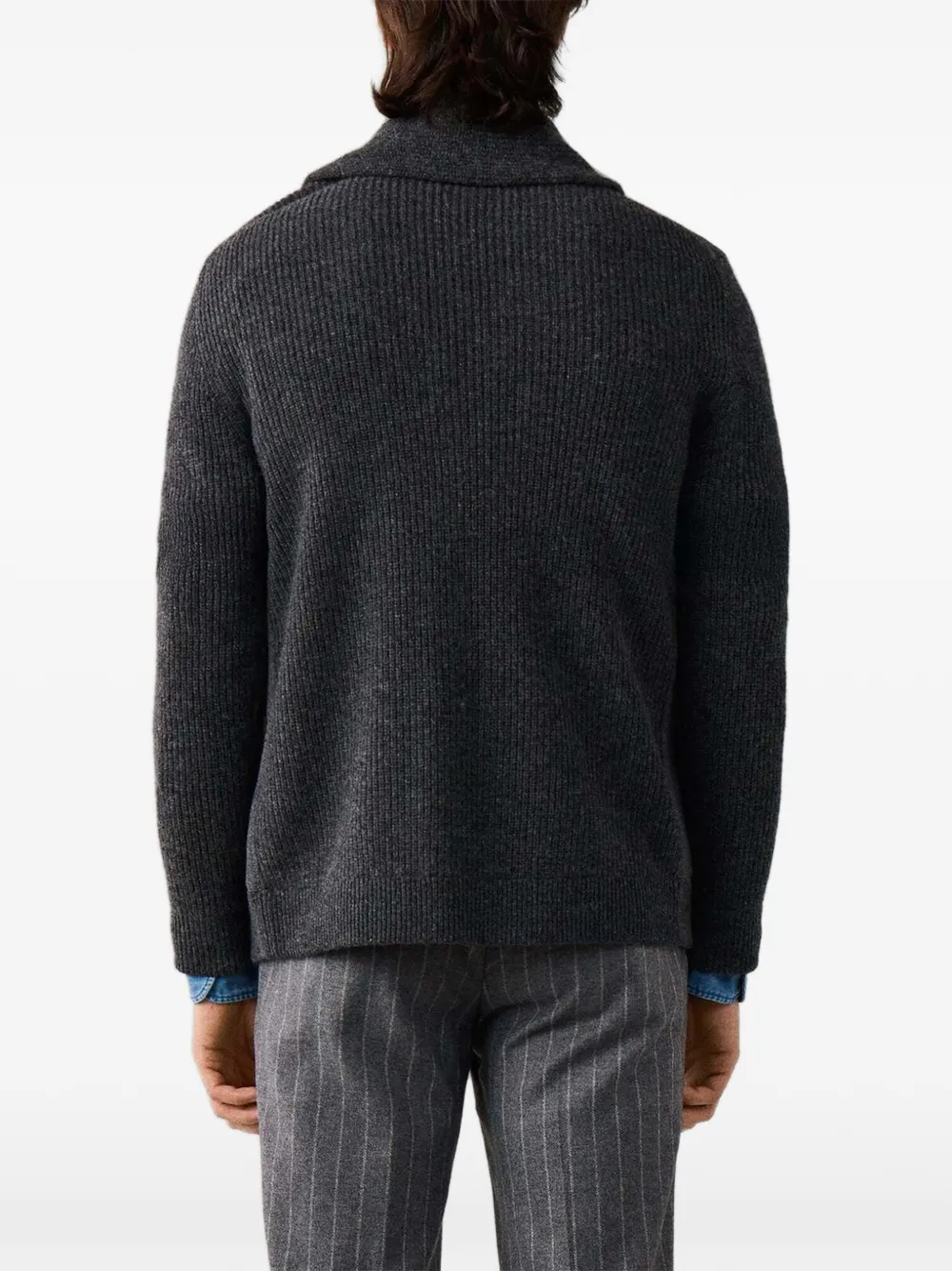 Hackett London Vest met sjaalkraag en visgraatpatroon Grijs