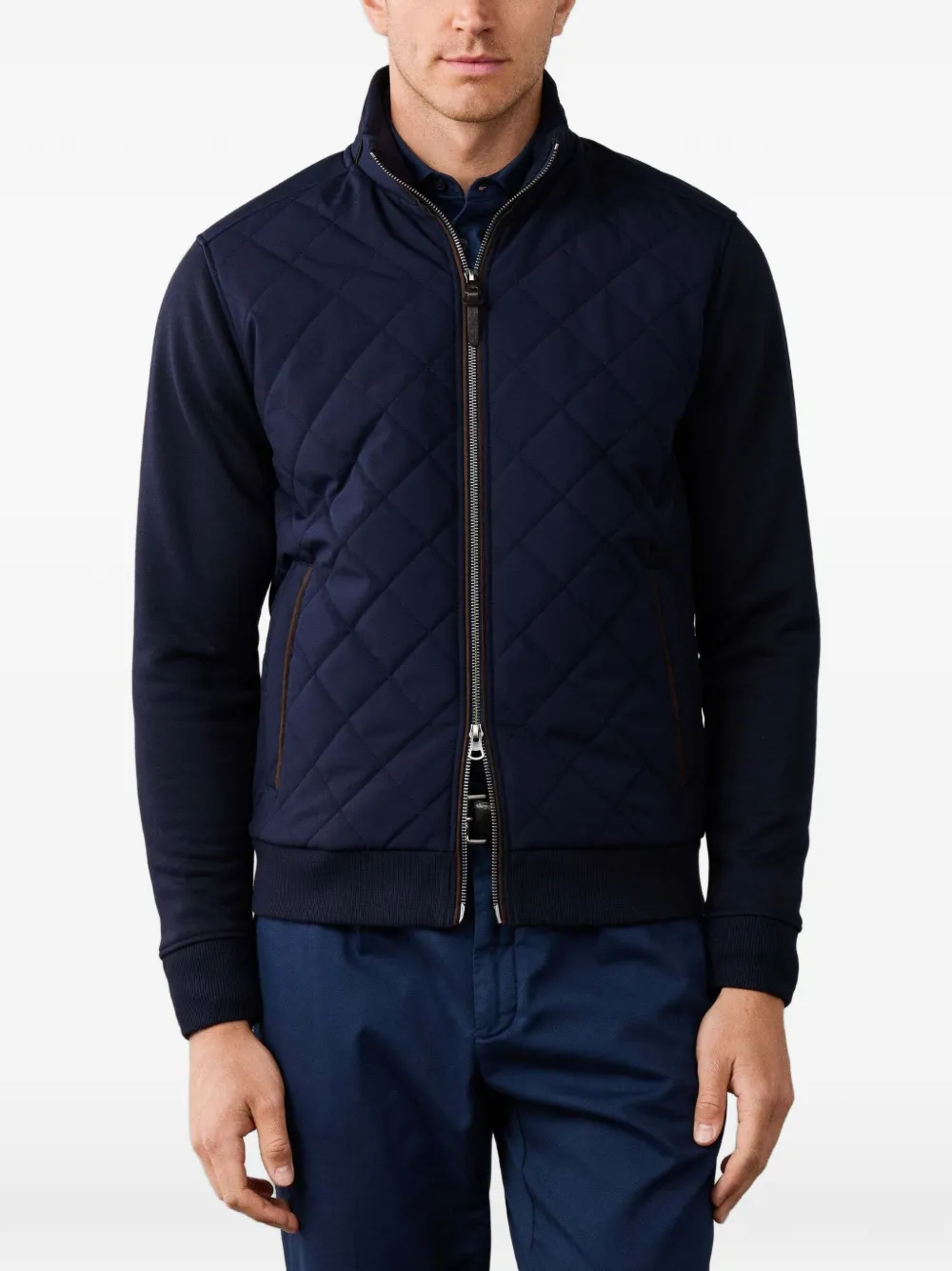 Hackett London Sweater met gewatteerd vlak en rits Blauw