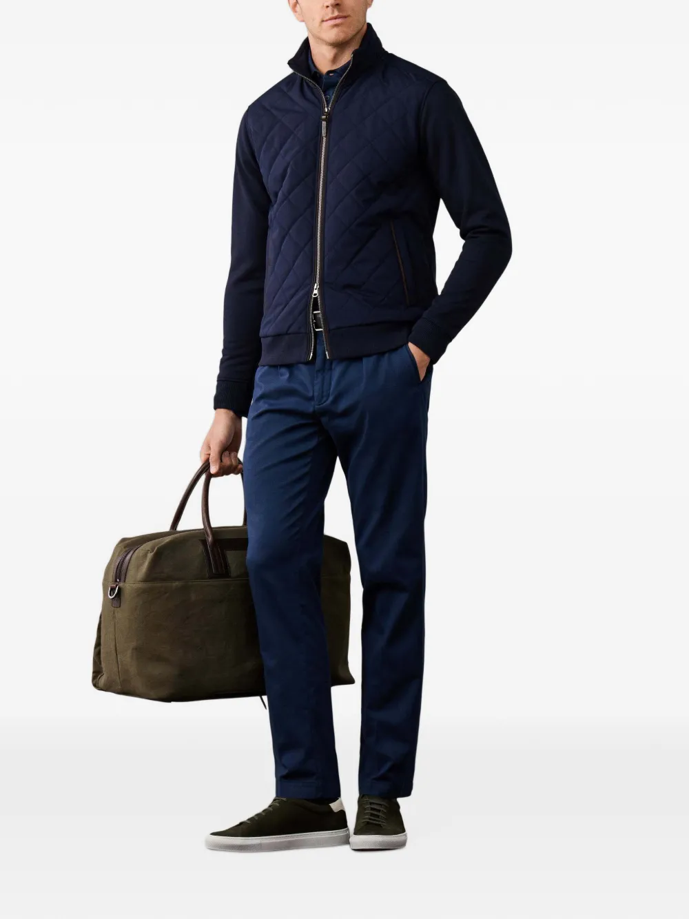 Hackett London Sweater met gewatteerd vlak en rits Blauw