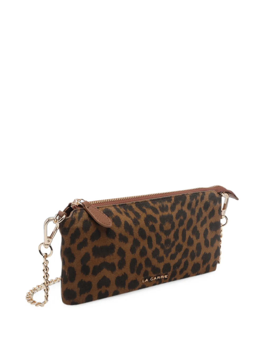 La Carrie Lio clutch met dierenprint Bruin