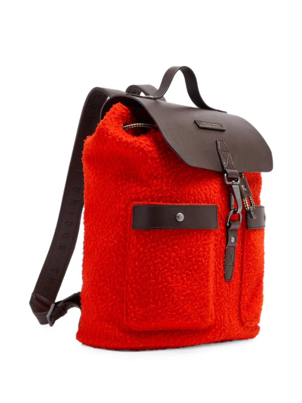 The Bridge Fleece rugzak met leren afwerking Oranje