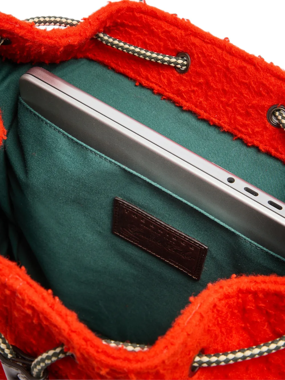 The Bridge Fleece rugzak met leren afwerking Oranje