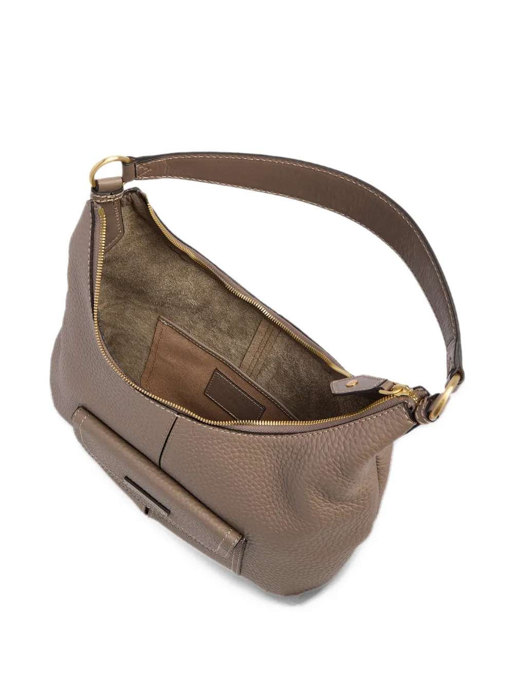 The Bridge Leren schoudertas met voorzak Beige