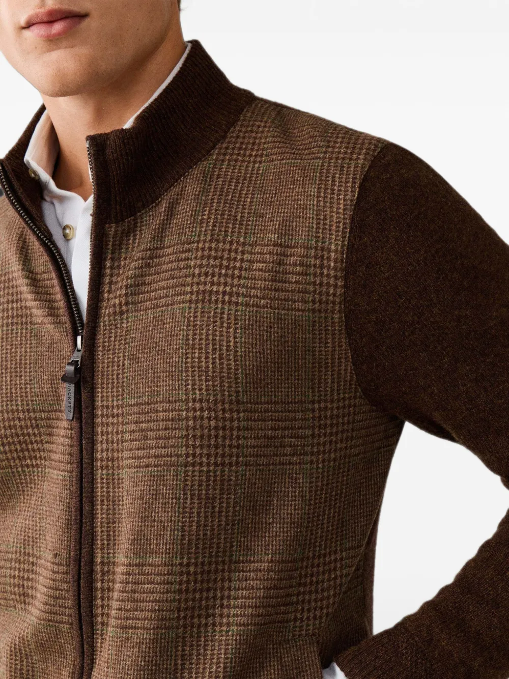 Hackett London Prince of Wales geruit vest Bruin