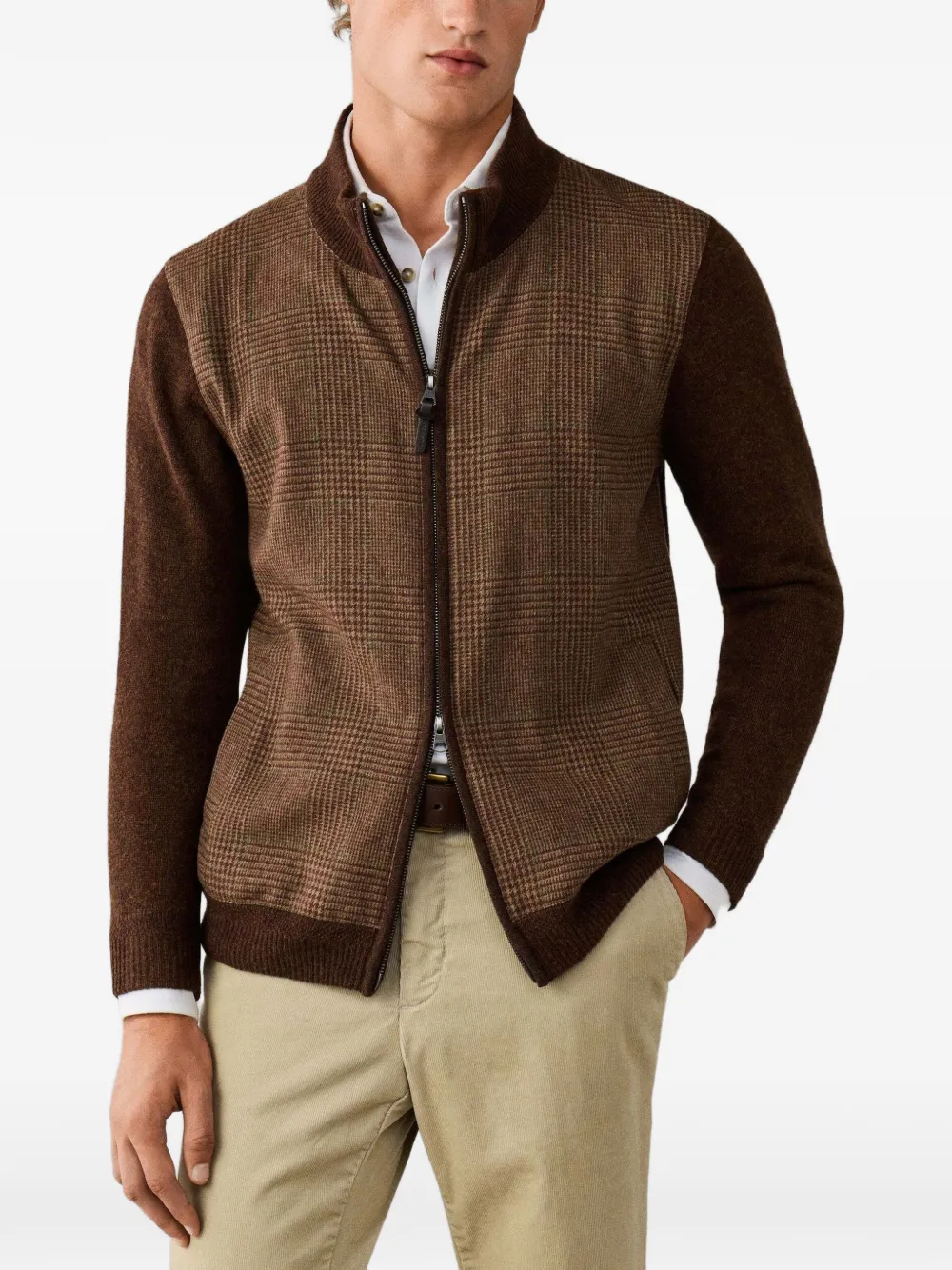 Hackett London Prince of Wales geruit vest Bruin