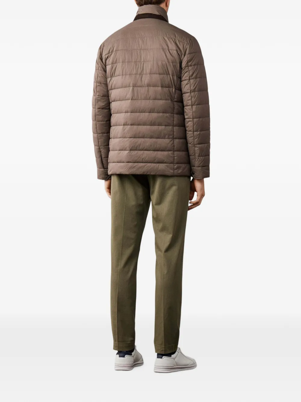 Hackett London Gewatteerd jack met hoge hals Beige