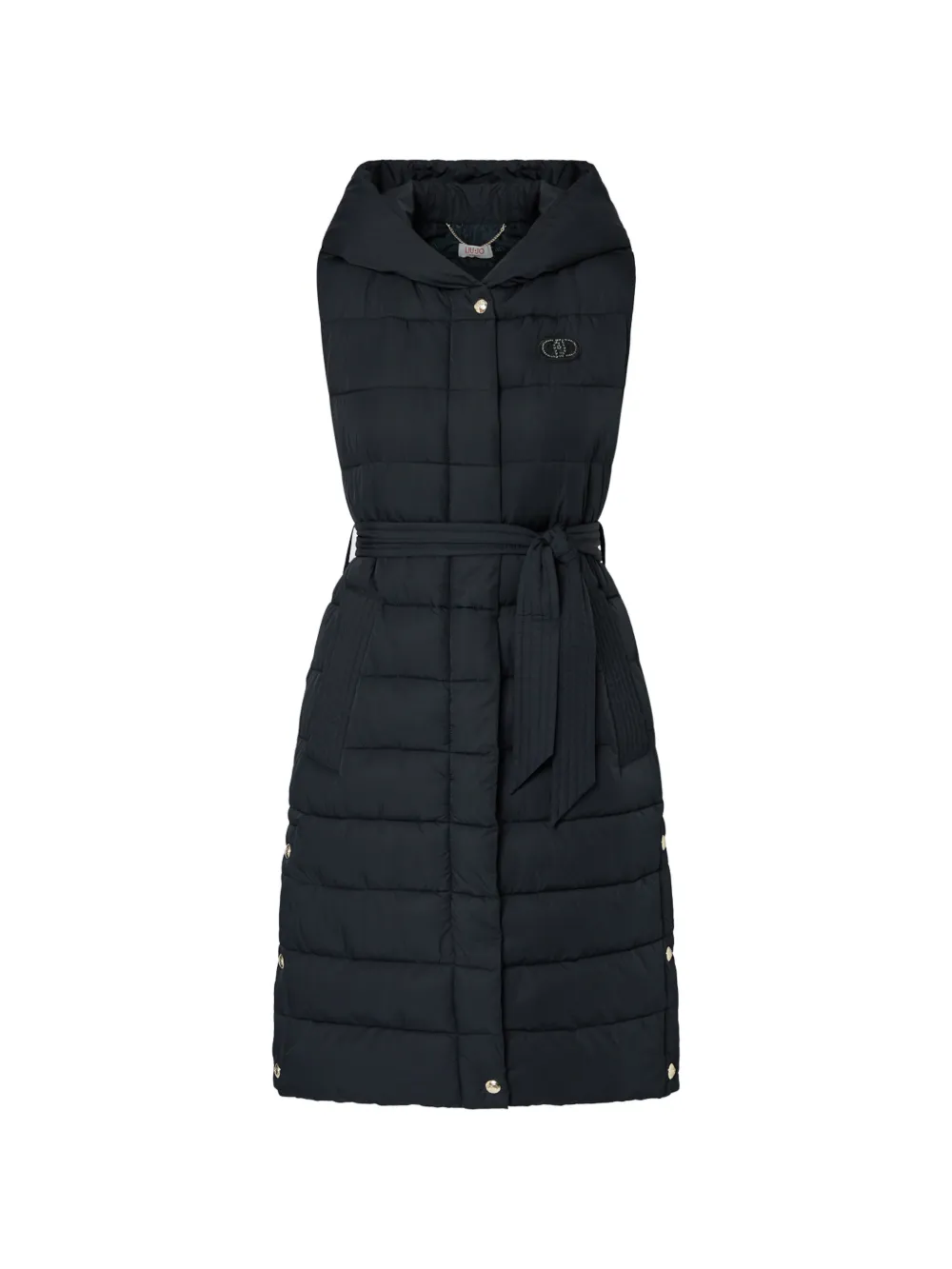 LIU JO long gilet in matte nylon - Nero
