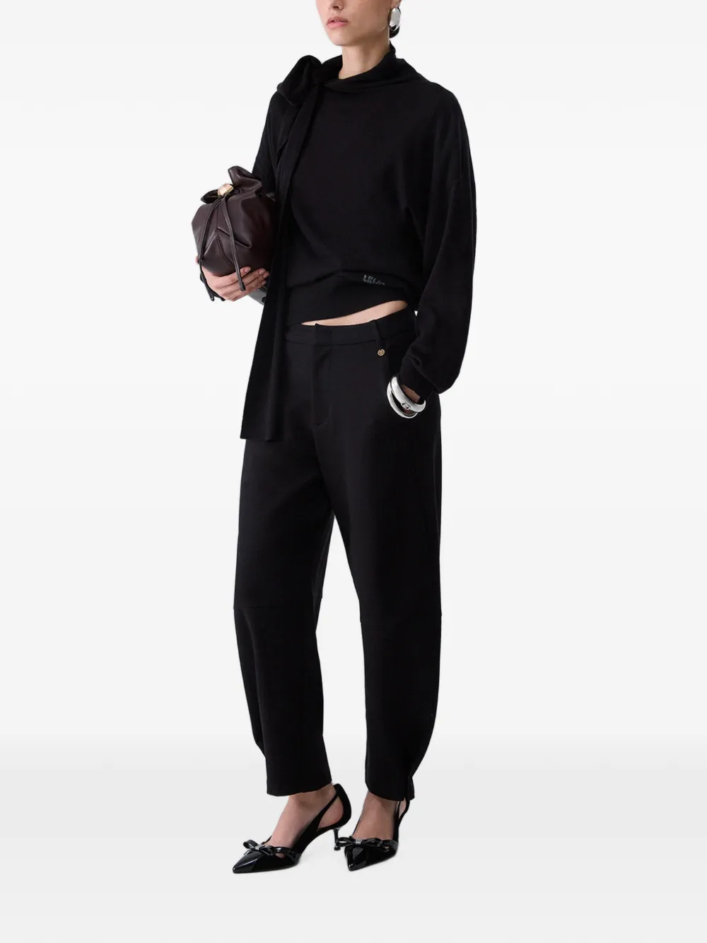 LIU JO Sweater met sjaaldetail en logo Zwart