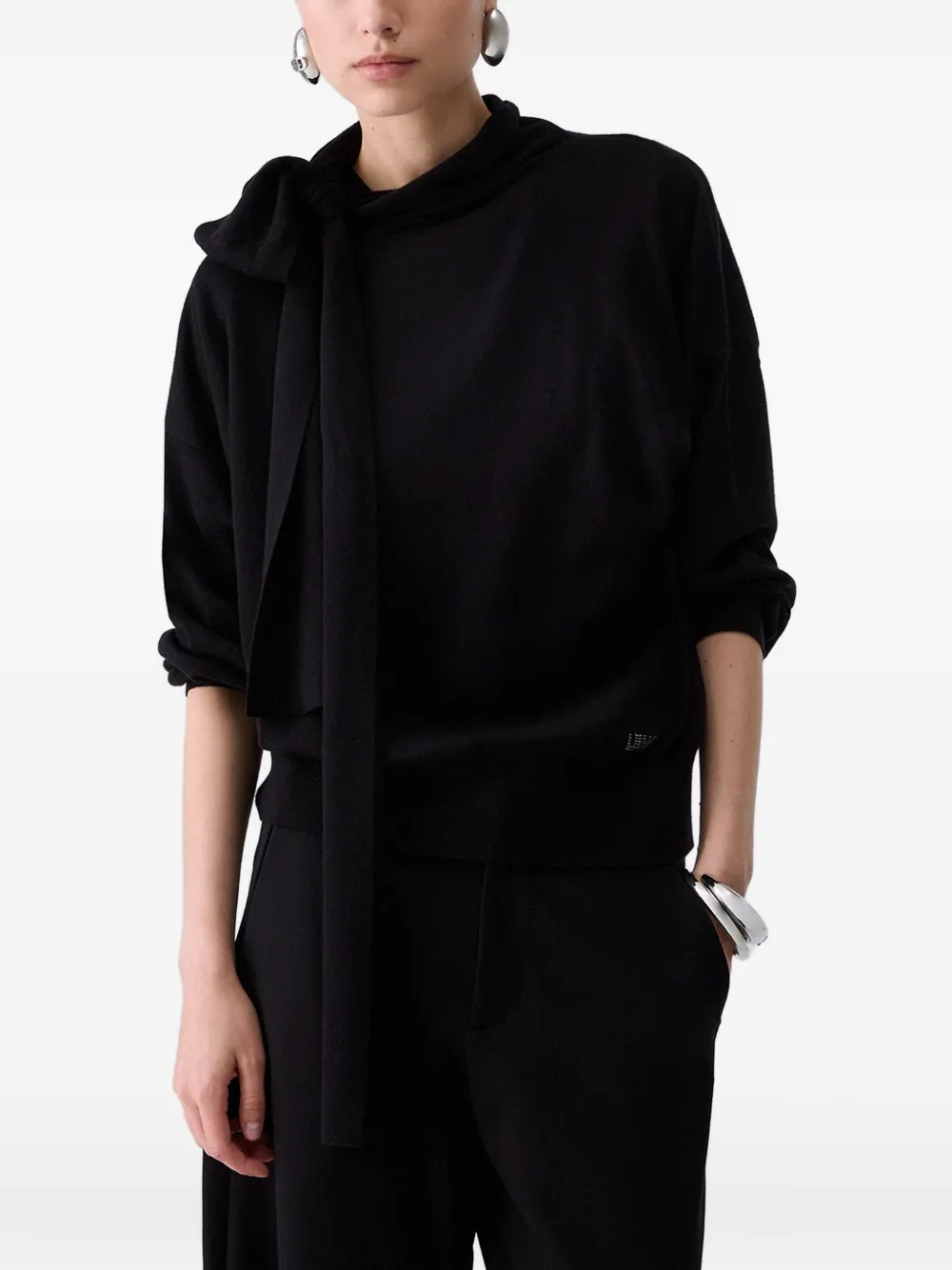 LIU JO Sweater met sjaaldetail en logo Zwart