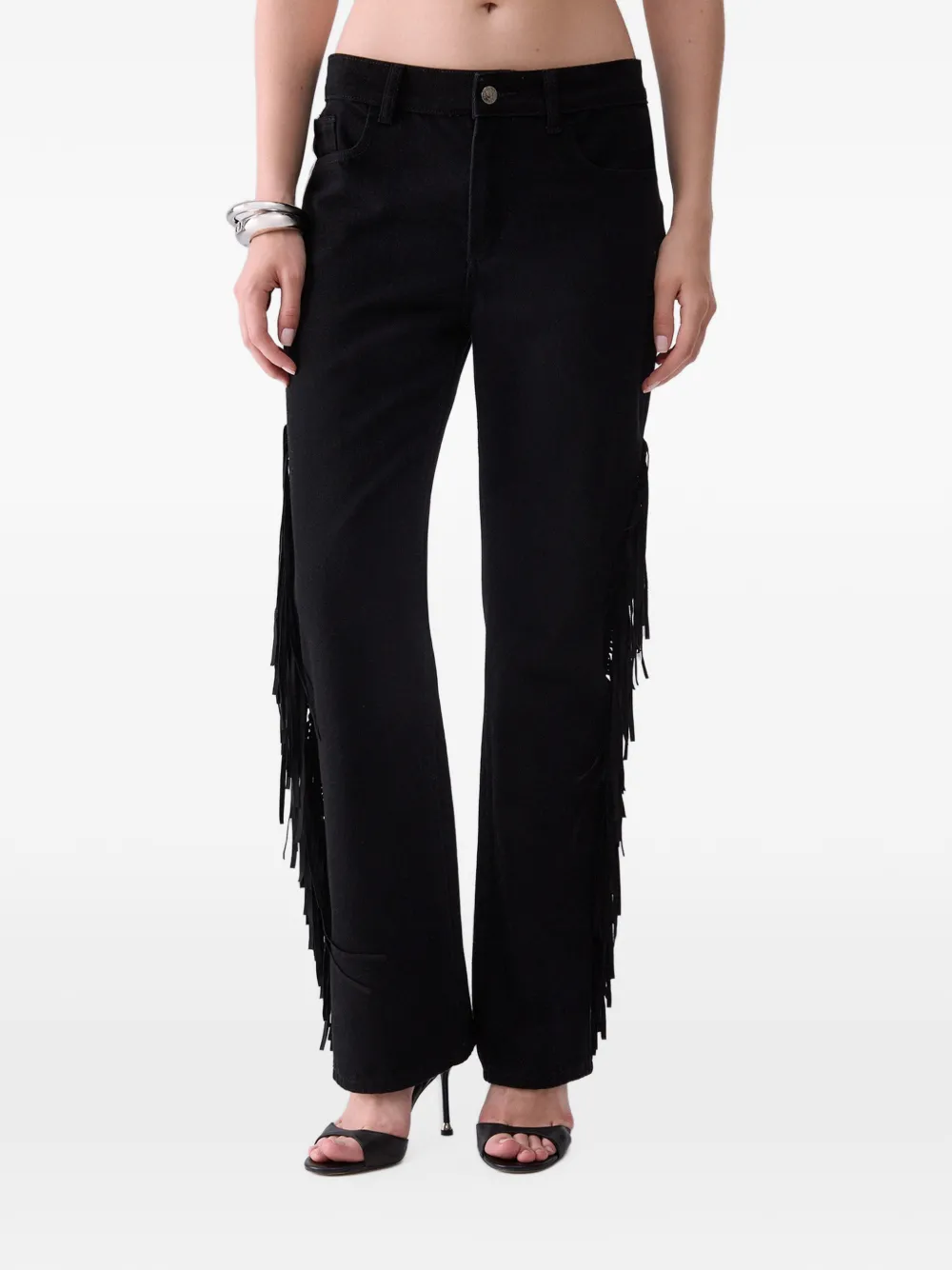 LIU JO Straight jeans met franje Zwart
