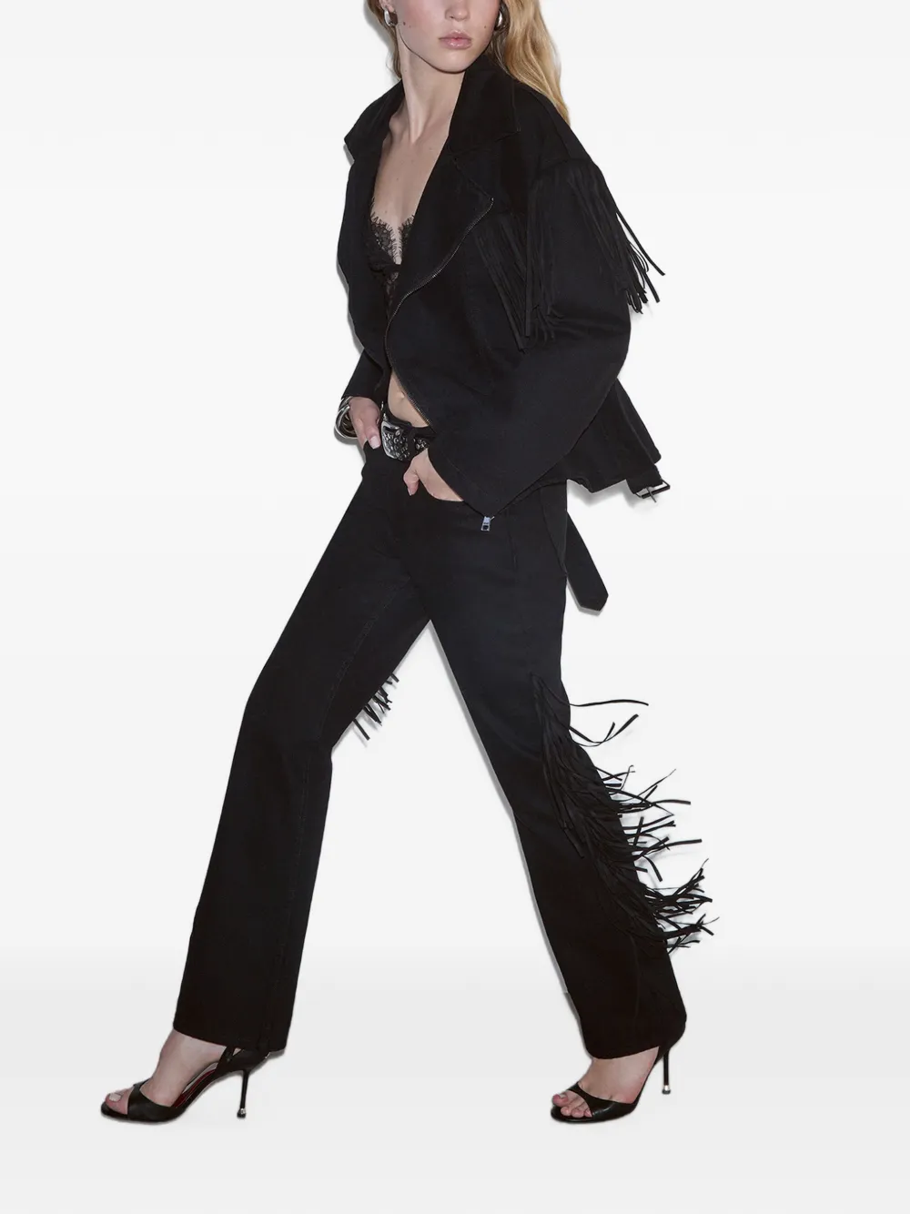 LIU JO Straight jeans met franje Zwart