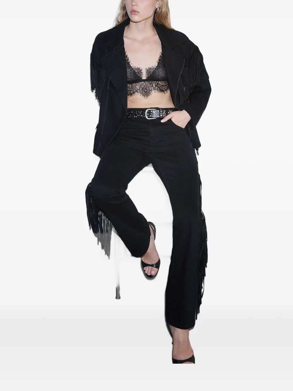 LIU JO Straight jeans met franje Zwart