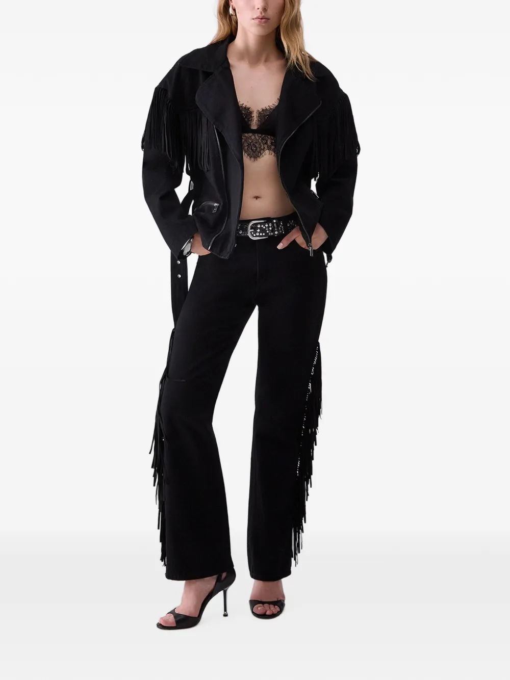 LIU JO Straight jeans met franje Zwart