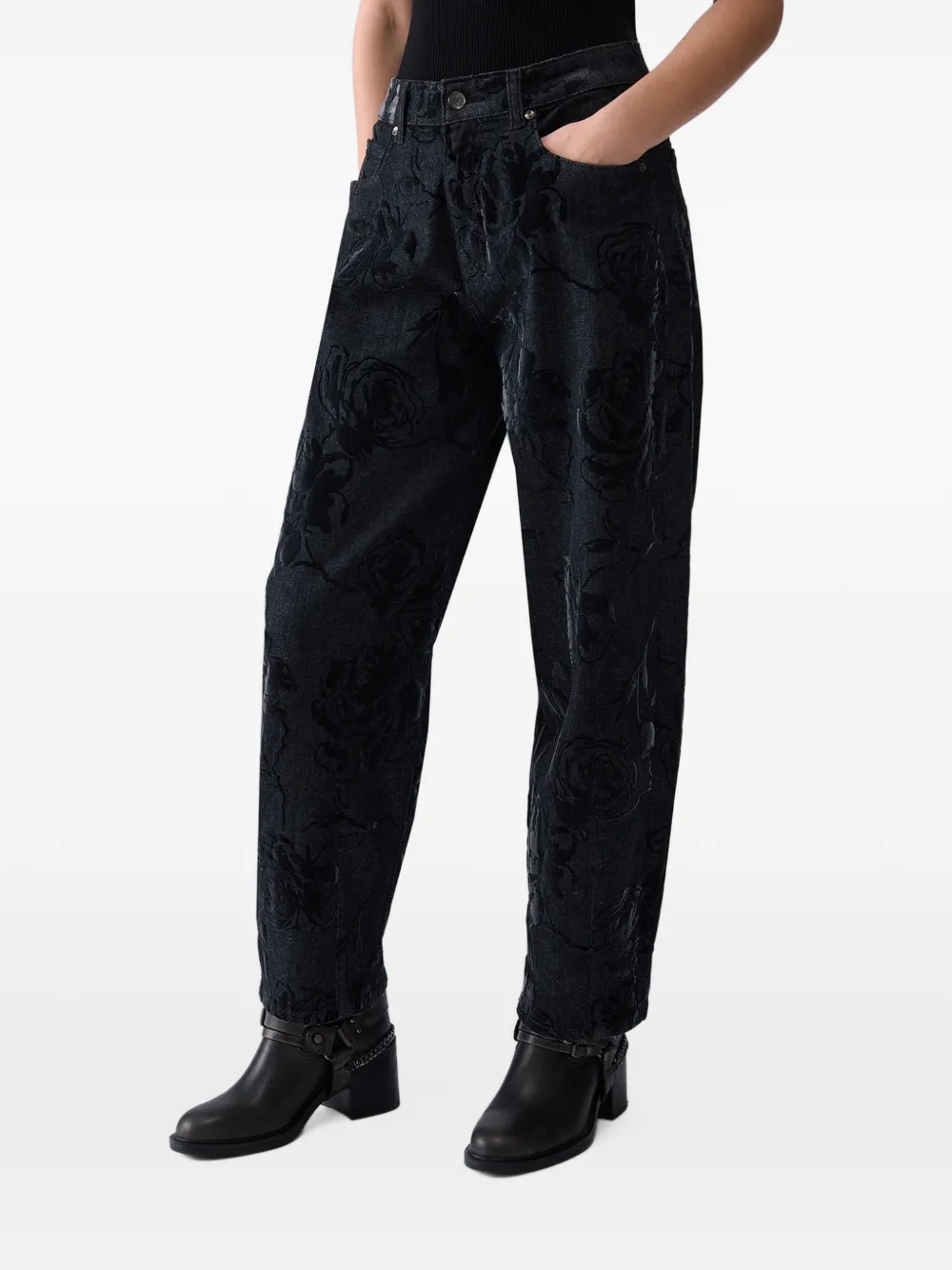 LIU JO Ballonbroek met gesmockte print Zwart