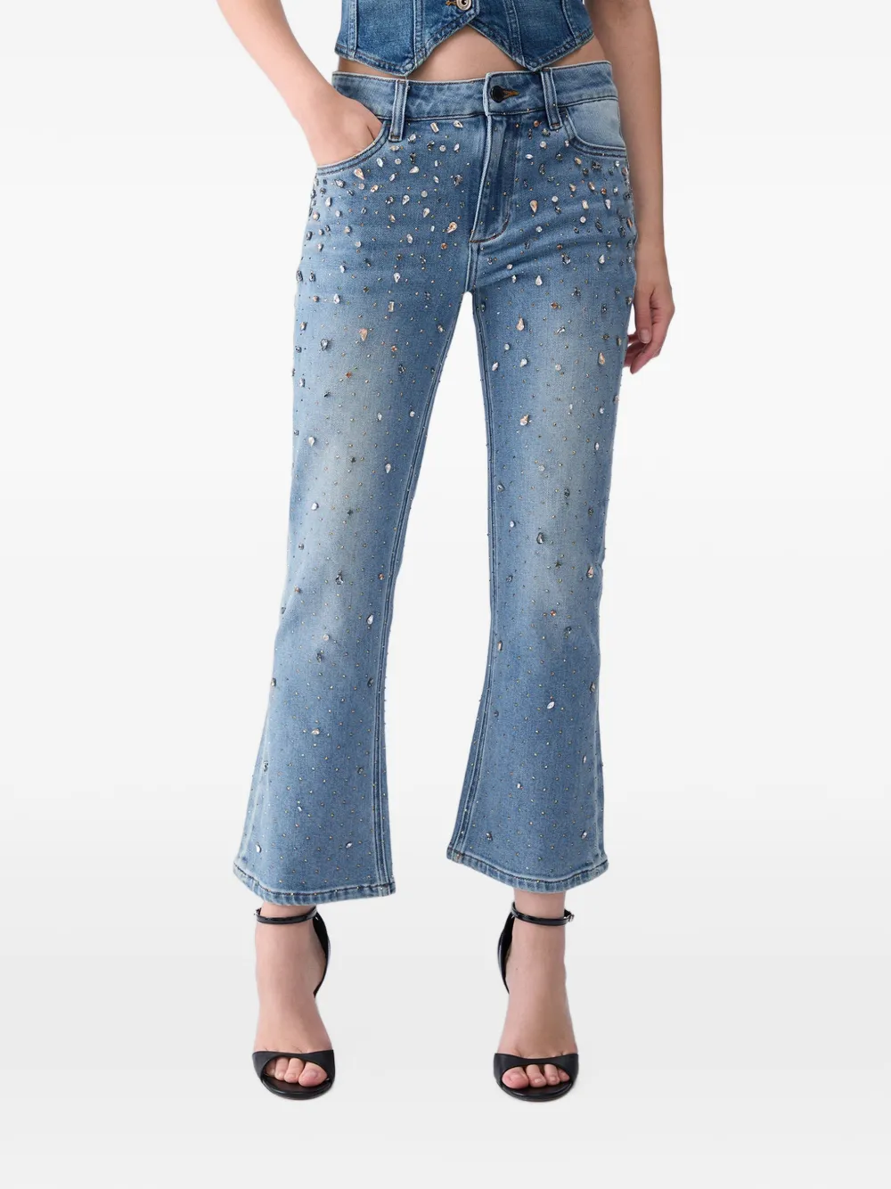LIU JO Bootcut jeans met stras Blauw