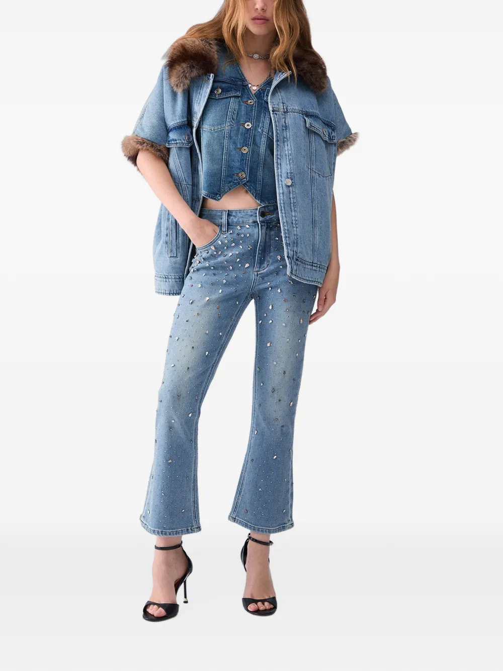LIU JO Bootcut jeans met stras Blauw