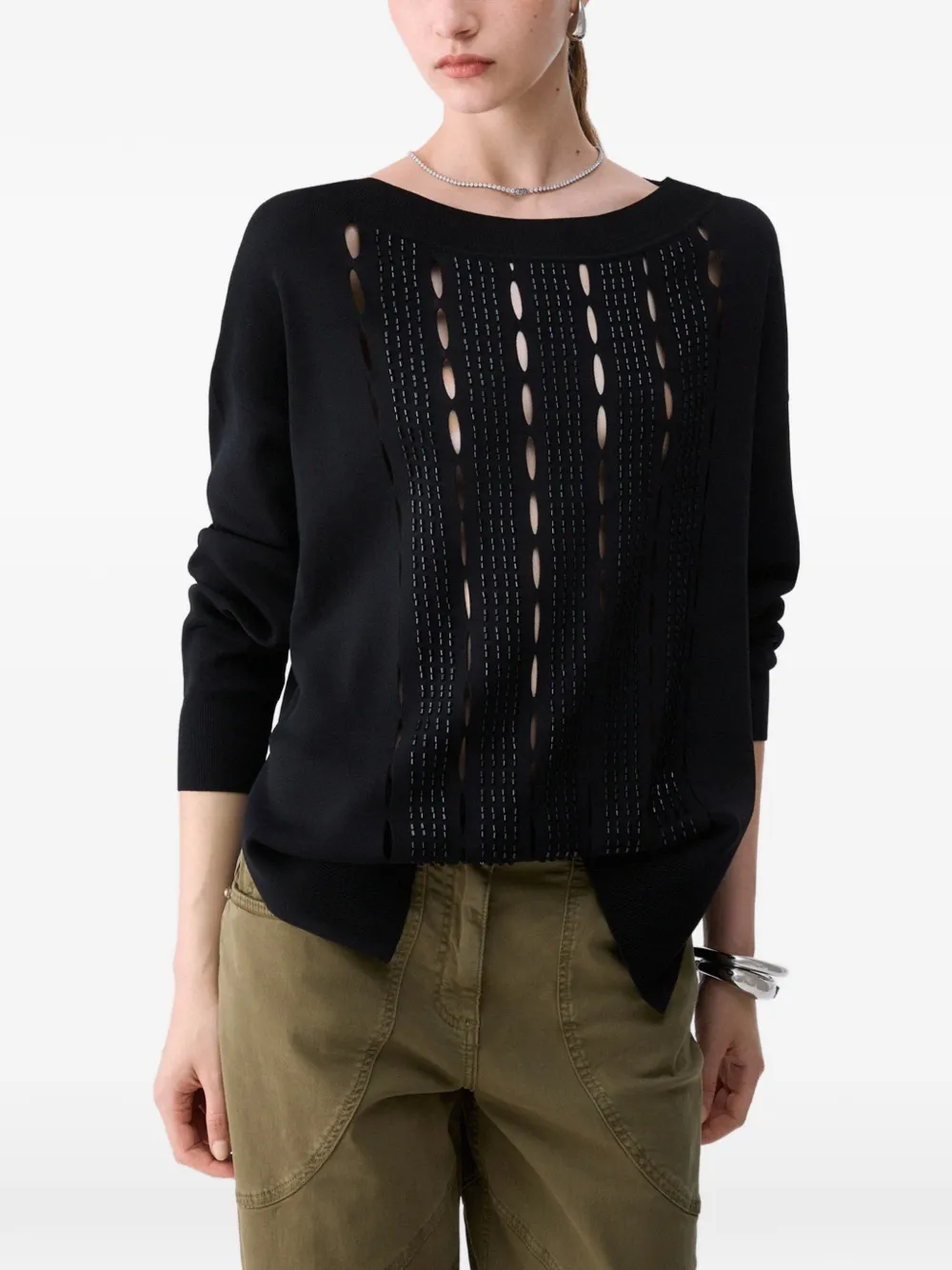 LIU JO sweater with embroidered cut-outs Zwart
