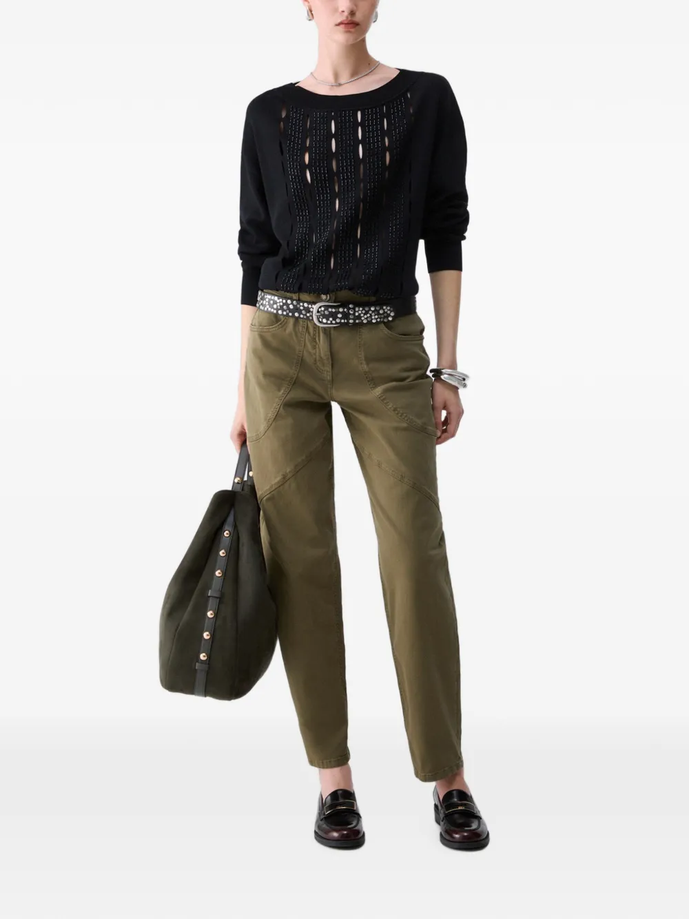 LIU JO sweater with embroidered cut-outs Zwart
