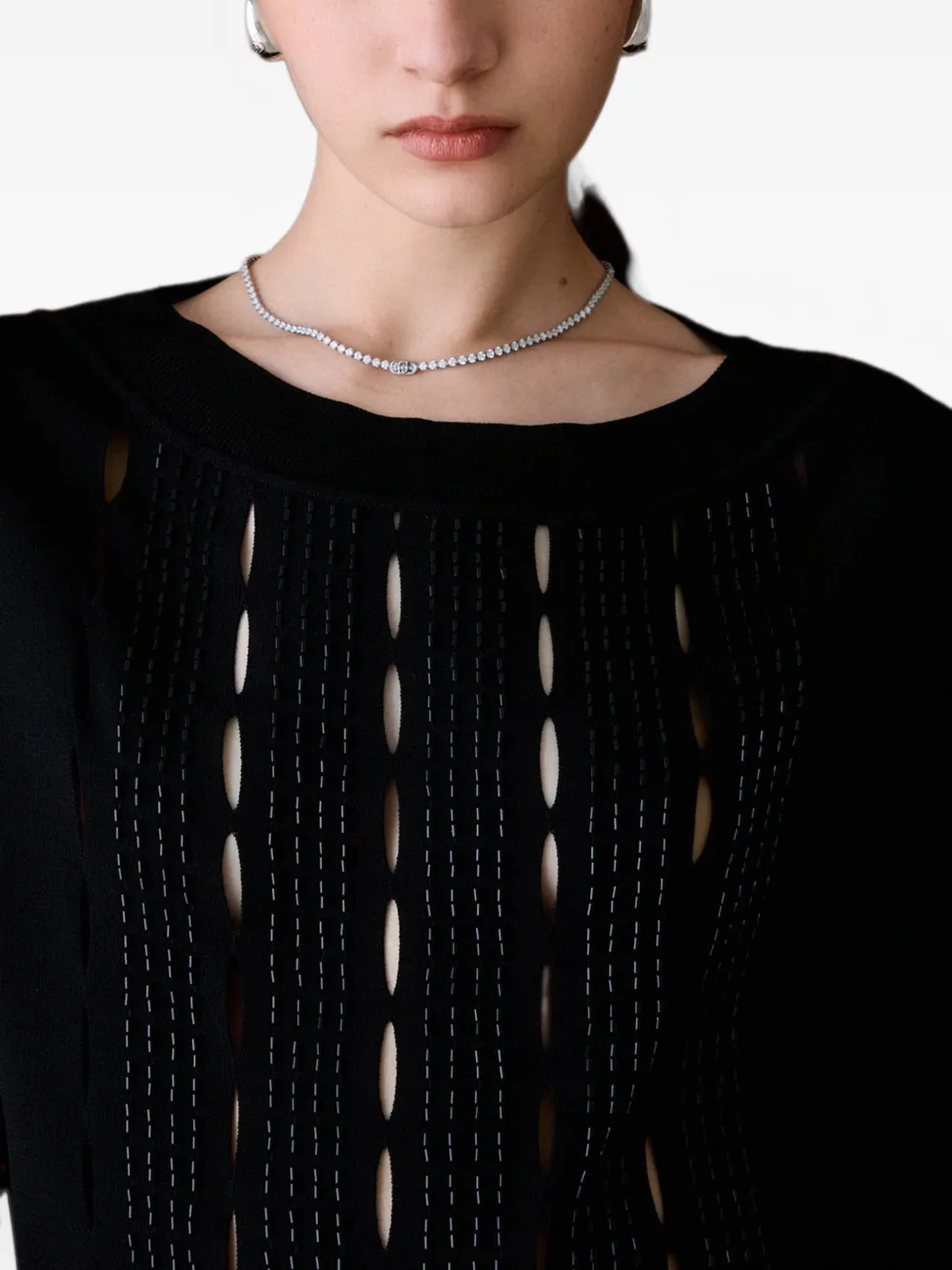 LIU JO sweater with embroidered cut-outs Zwart