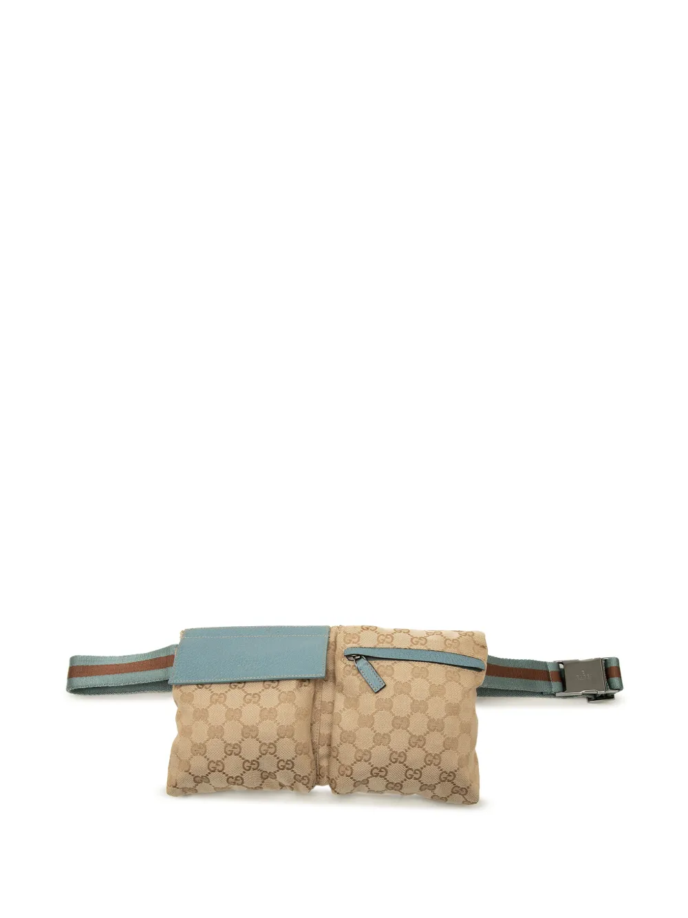 Gucci Pre-Owned 2000-2015 GG Canvas Web Double Pocket belt bag - Toni neutri