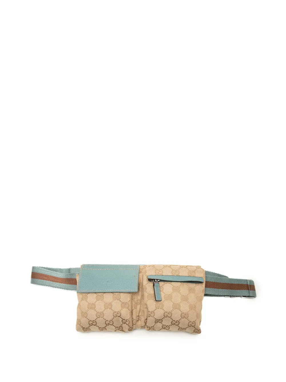 Gucci Pre-Owned 2000-2015 GG Canvas Web Double Pocket belt bag - Toni neutri