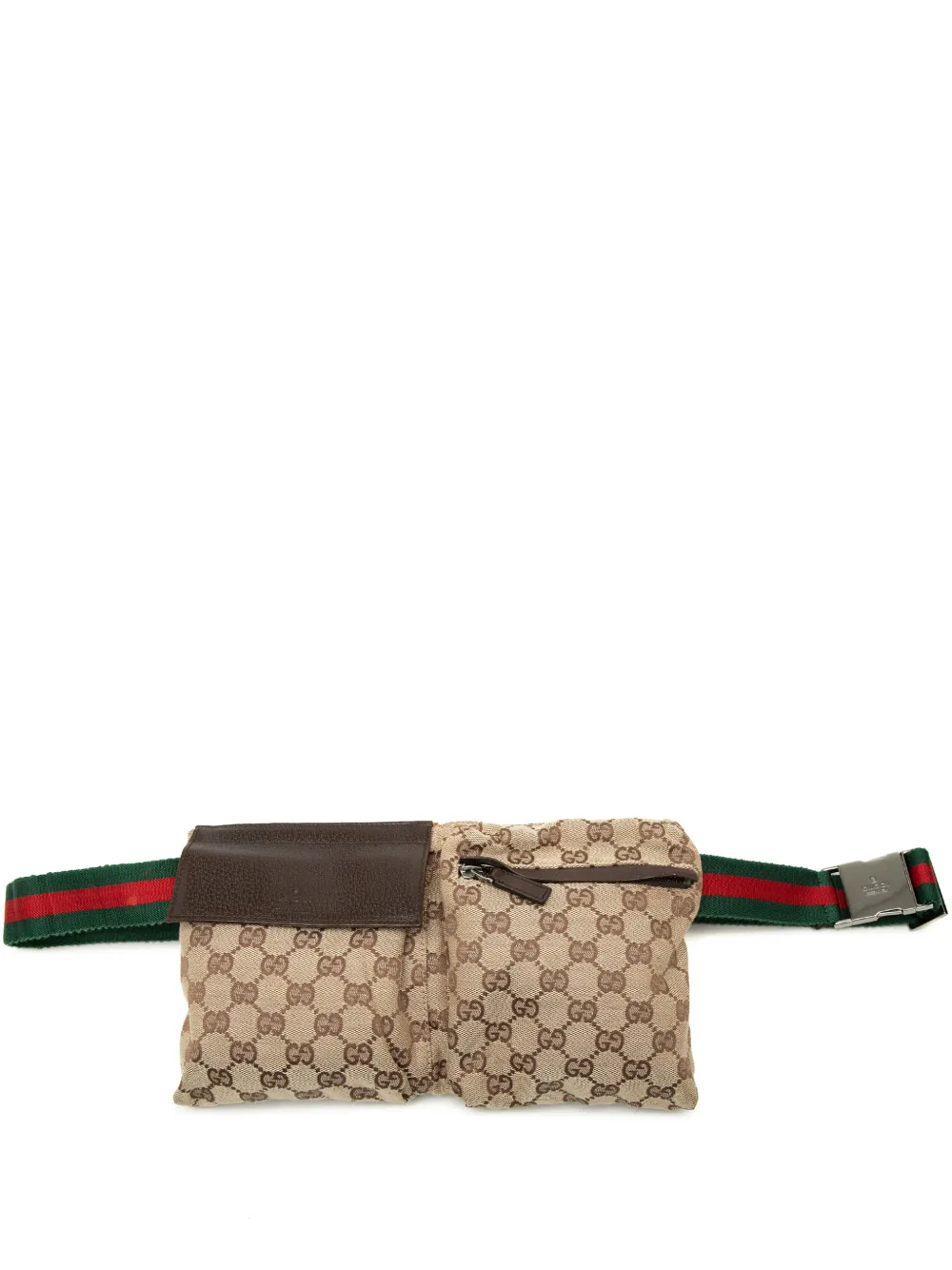 Gucci Pre-Owned 2000-2015 GG Canvas Web Double Pocket belt bag - Toni neutri