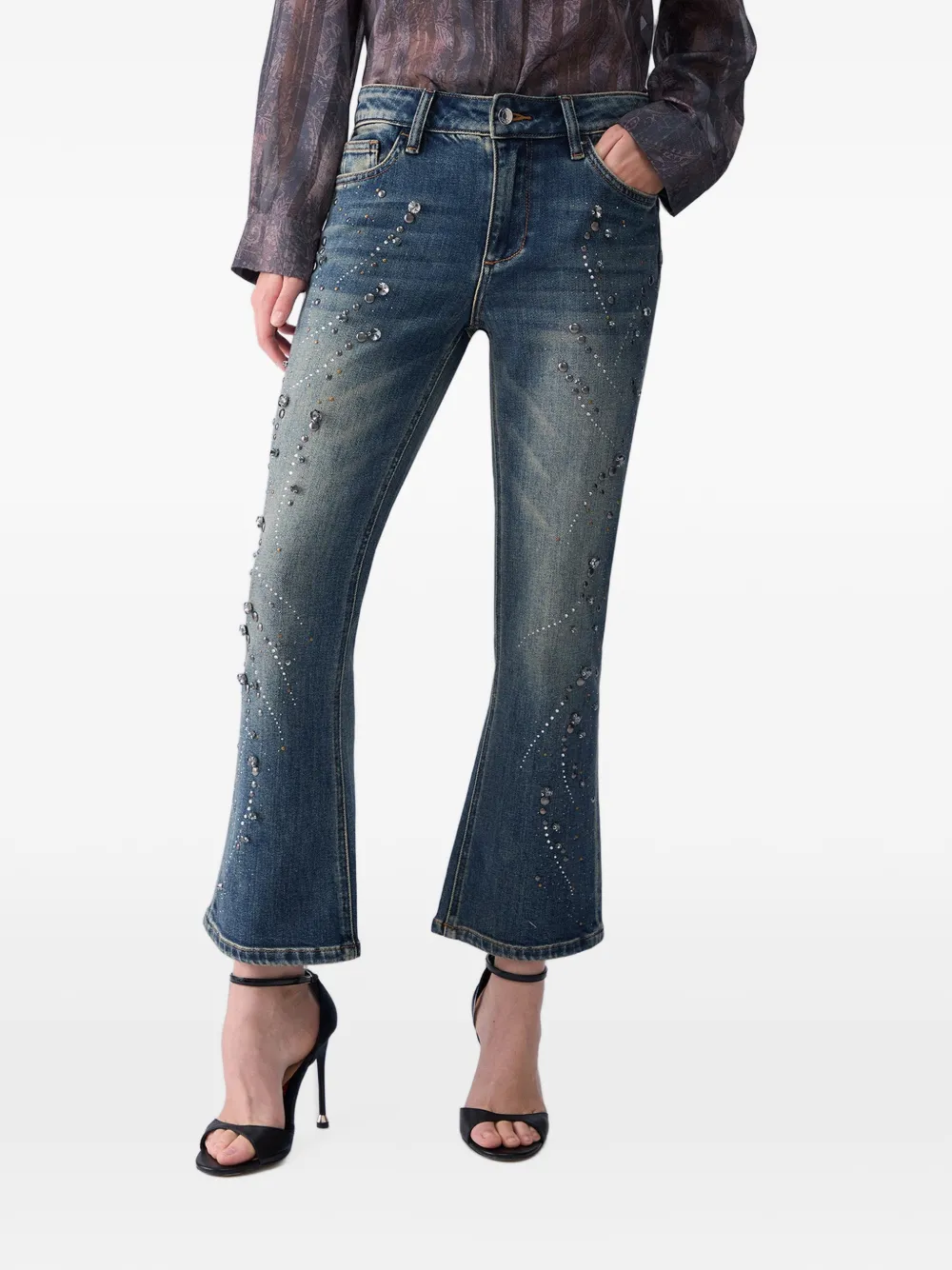 LIU JO Bootcut jeans met stras Blauw