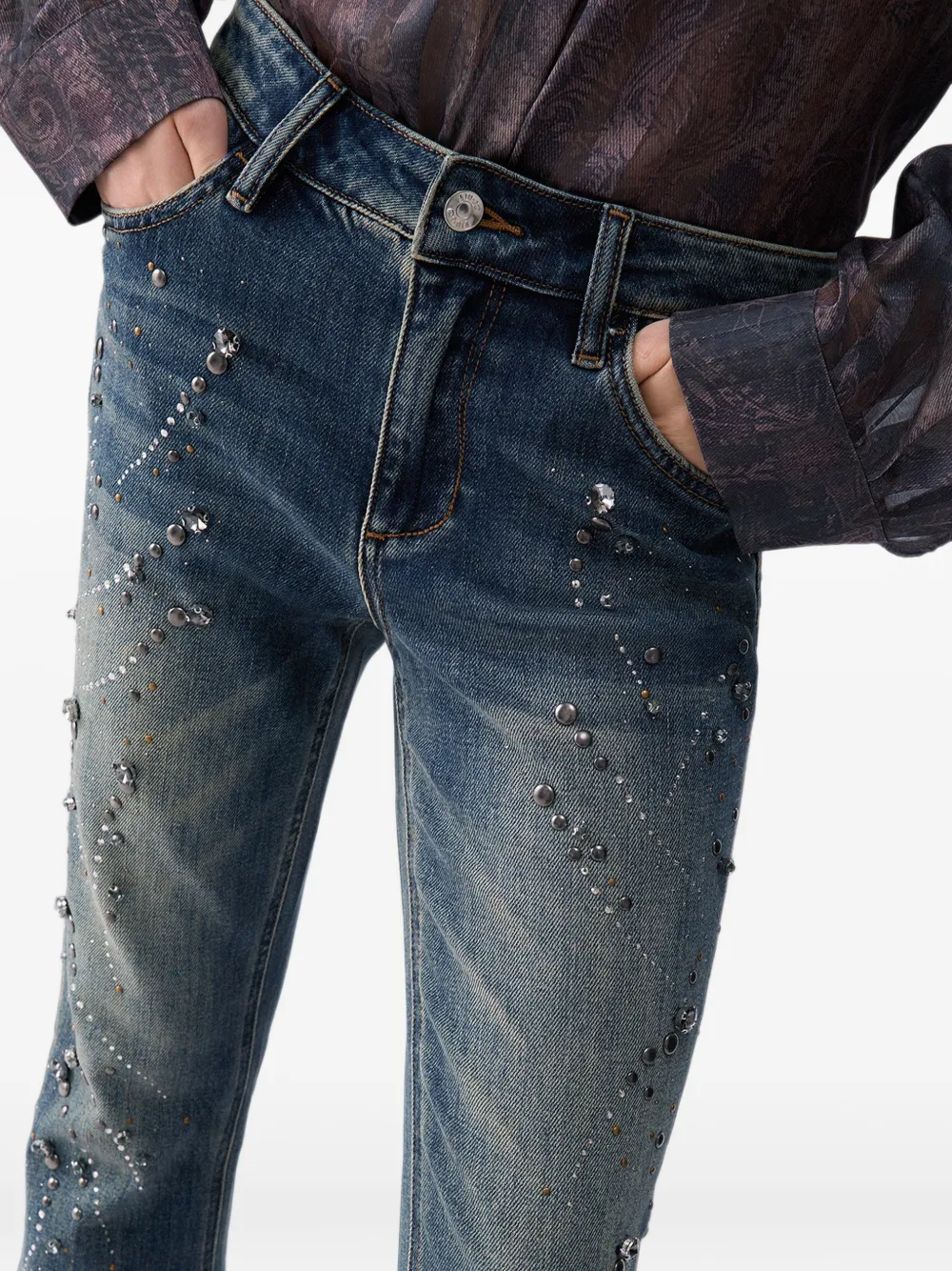 LIU JO Bootcut jeans met stras Blauw