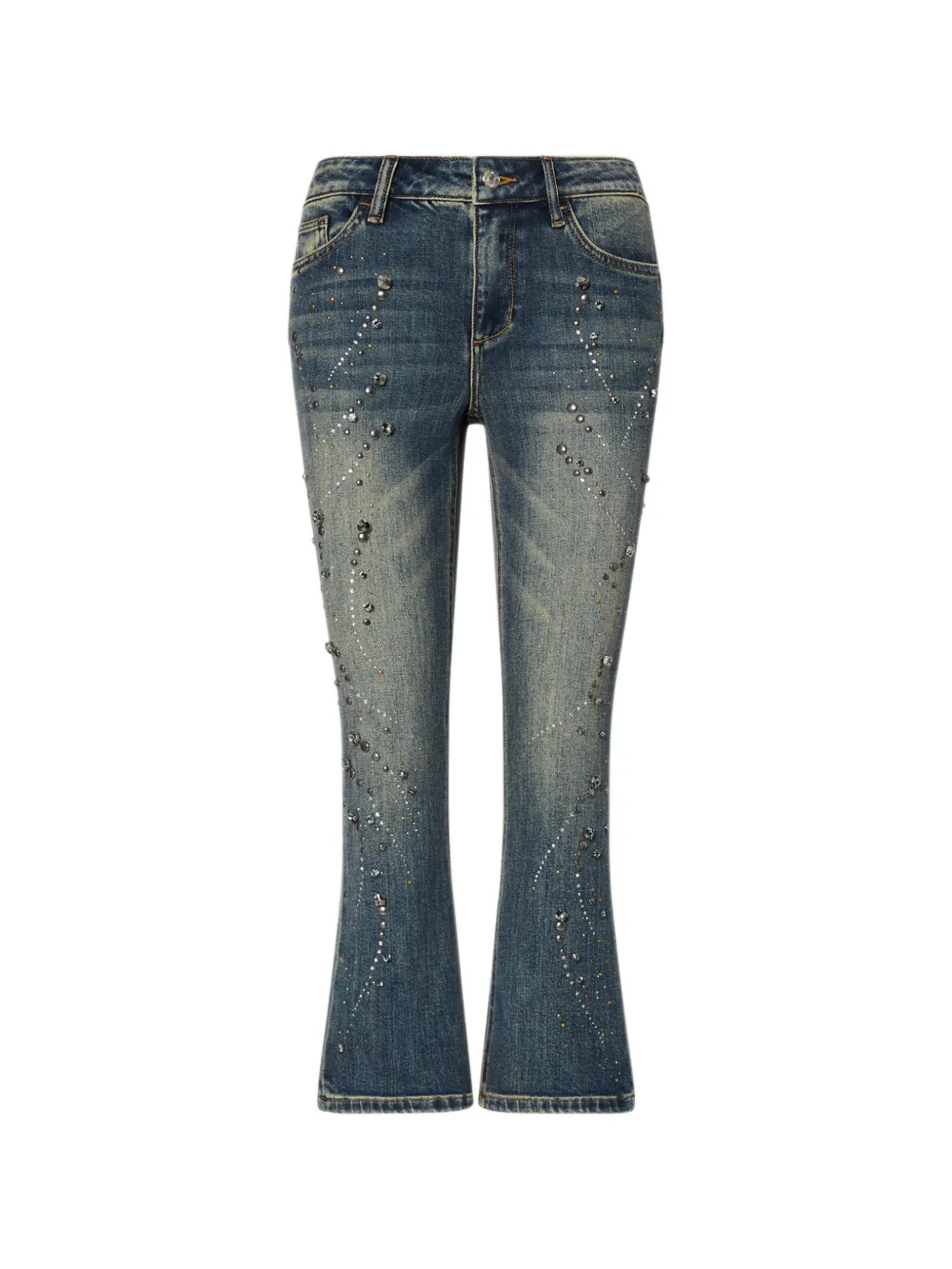 LIU JO bootcut jeans with rhinestones - Blu