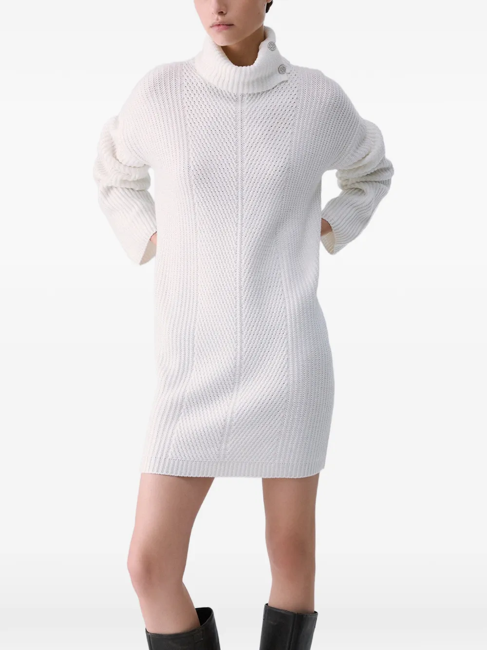LIU JO knit dress with jewel buttons - Bianco