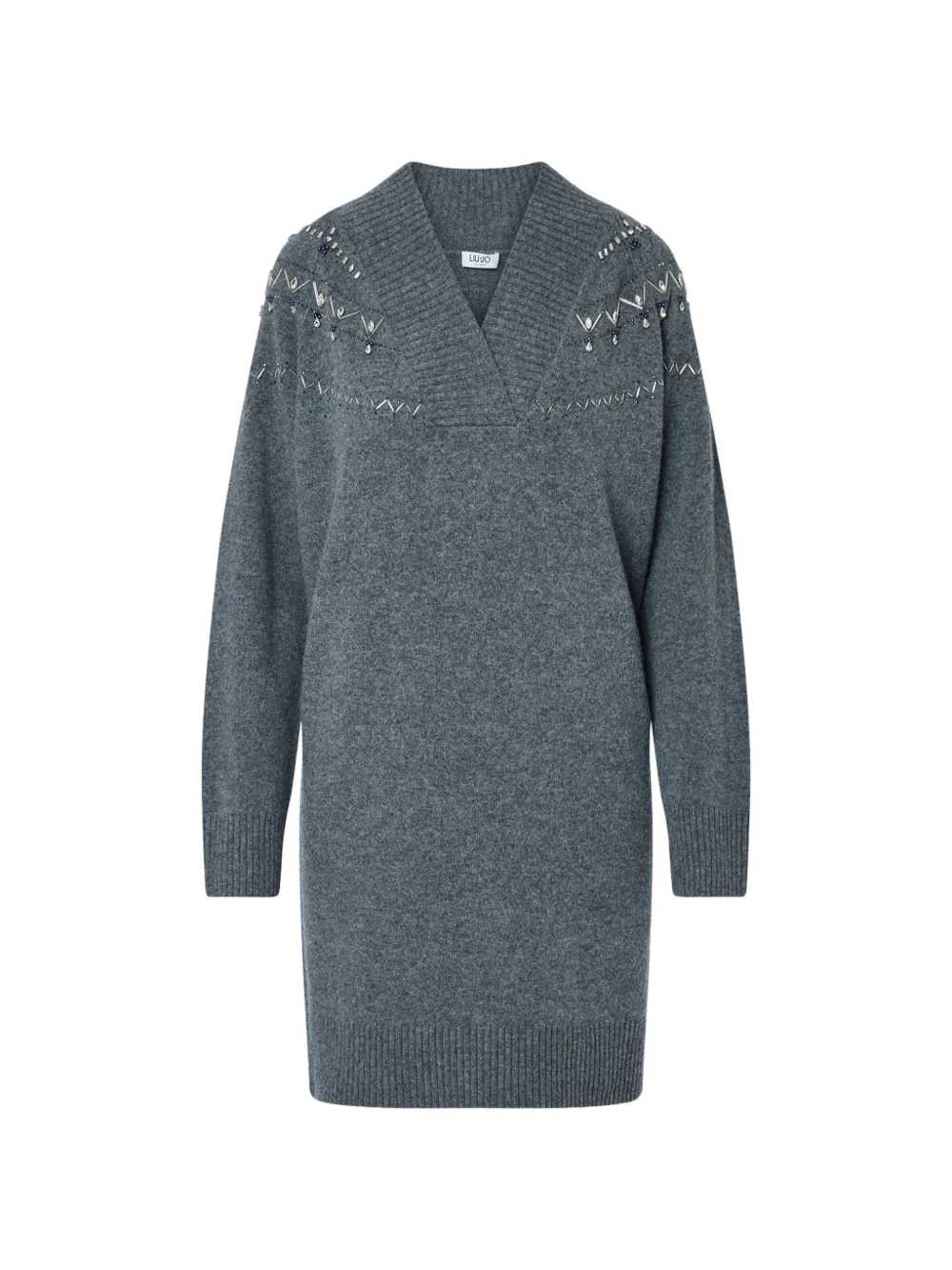 LIU JO knit dress with jewel embroidery - Grigio