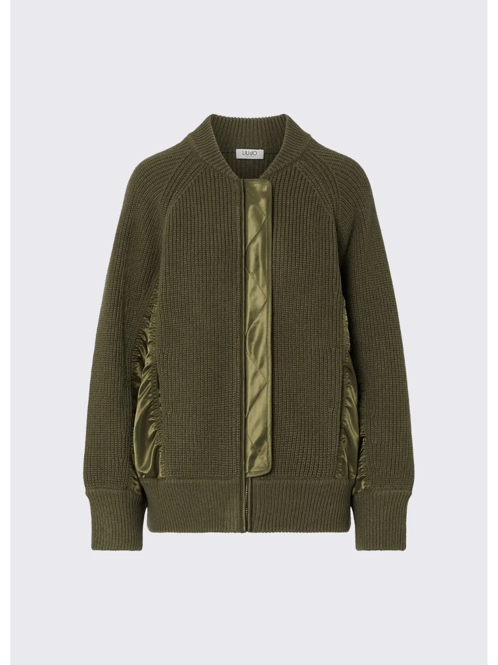 LIU JO knit bomber with nylon inserts - Verde