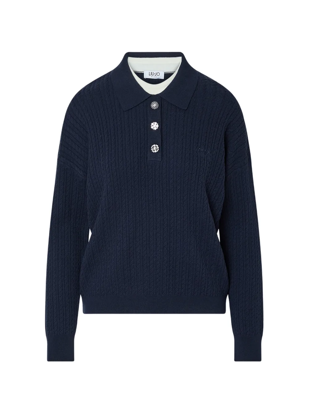 LIU JO knit polo with jewel buttons - Blu