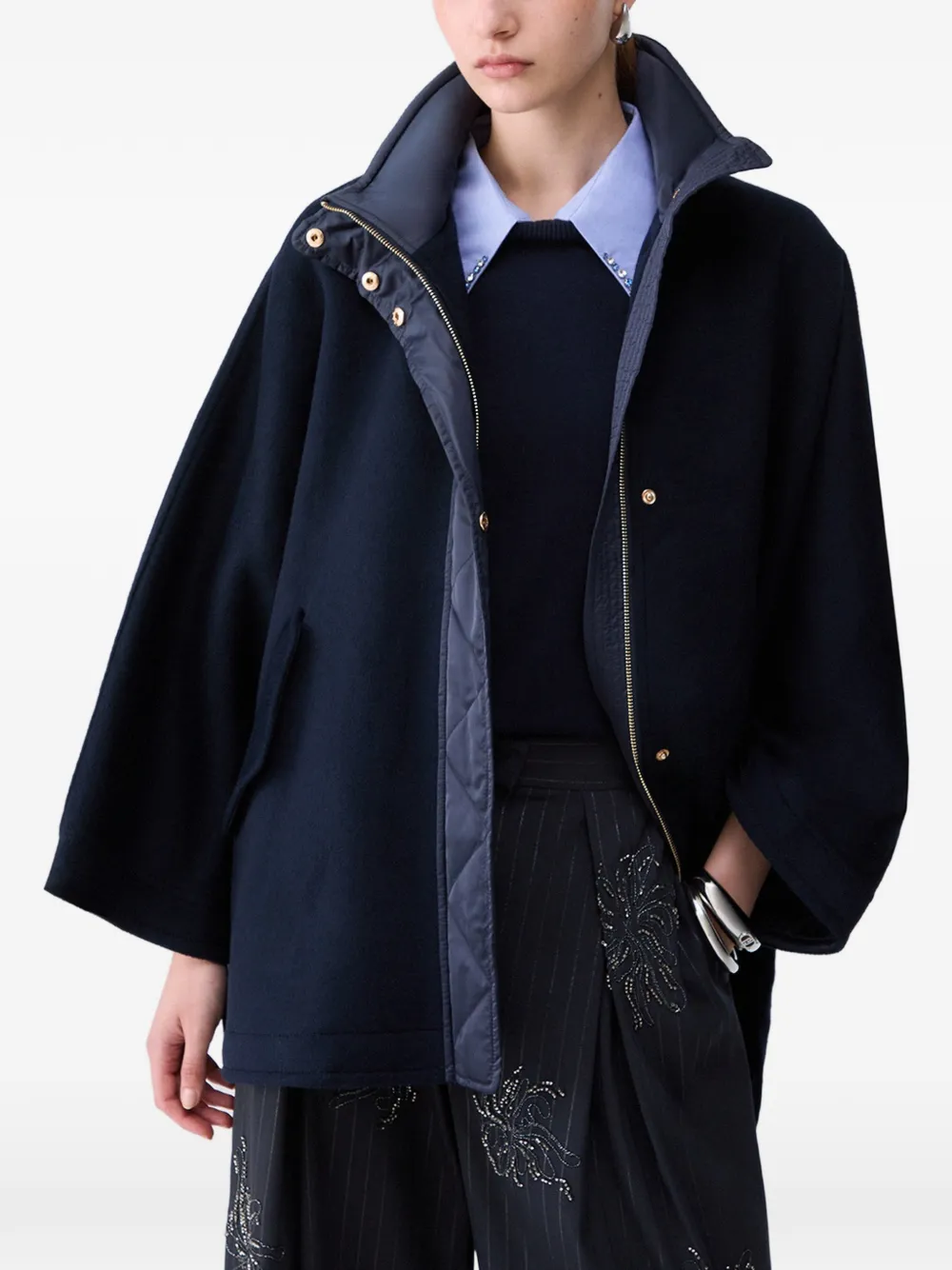 LIU JO wool kimono cape - Blu