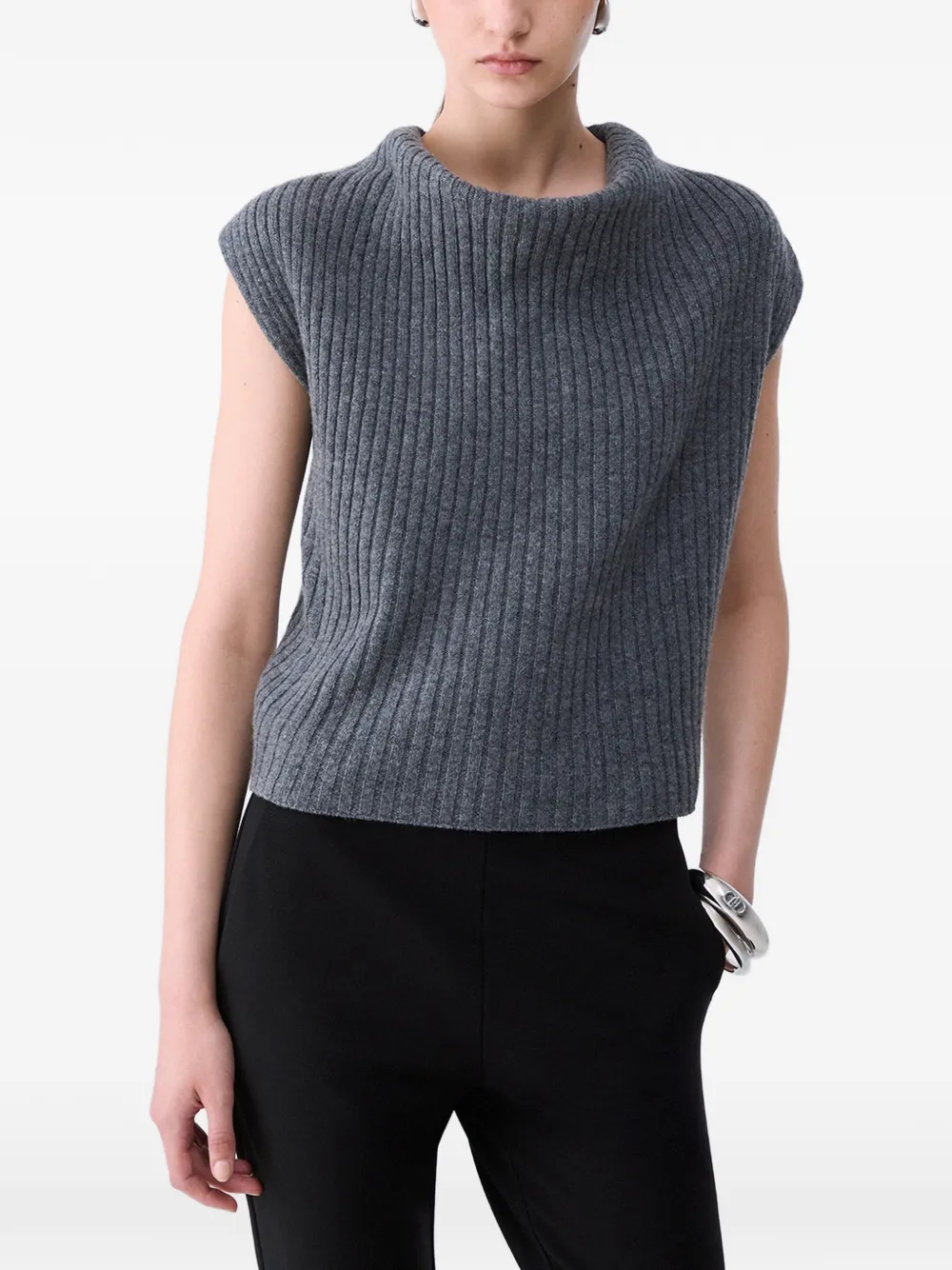 LIU JO Geribbelde tanktop Grijs