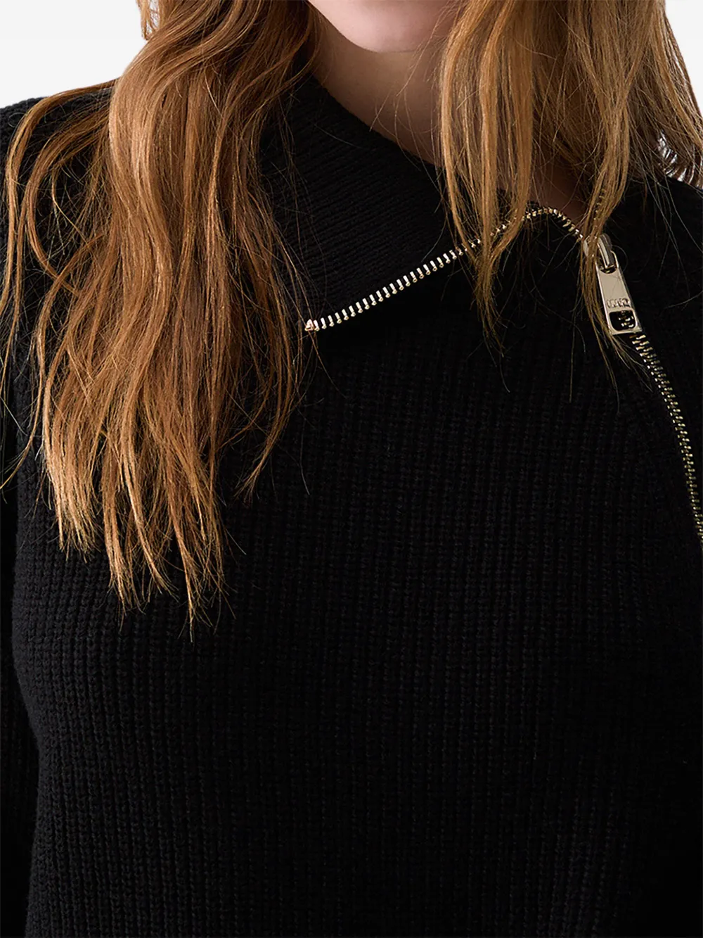 LIU JO wool blend sweater with zip Zwart