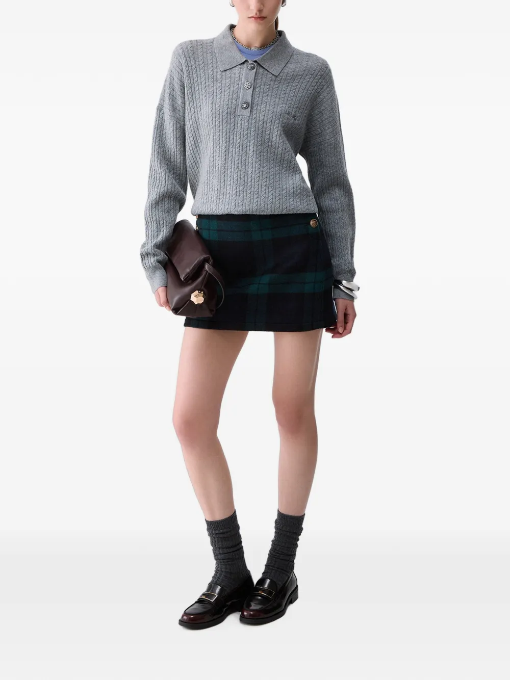 LIU JO Gebreid poloshirt met verfraaide knopen Grijs