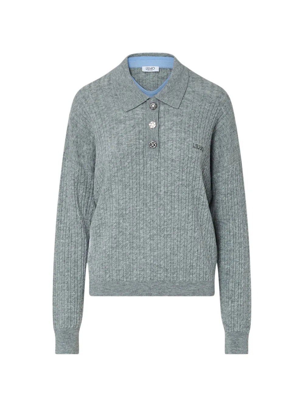 LIU JO knit polo with jewel buttons - Grigio