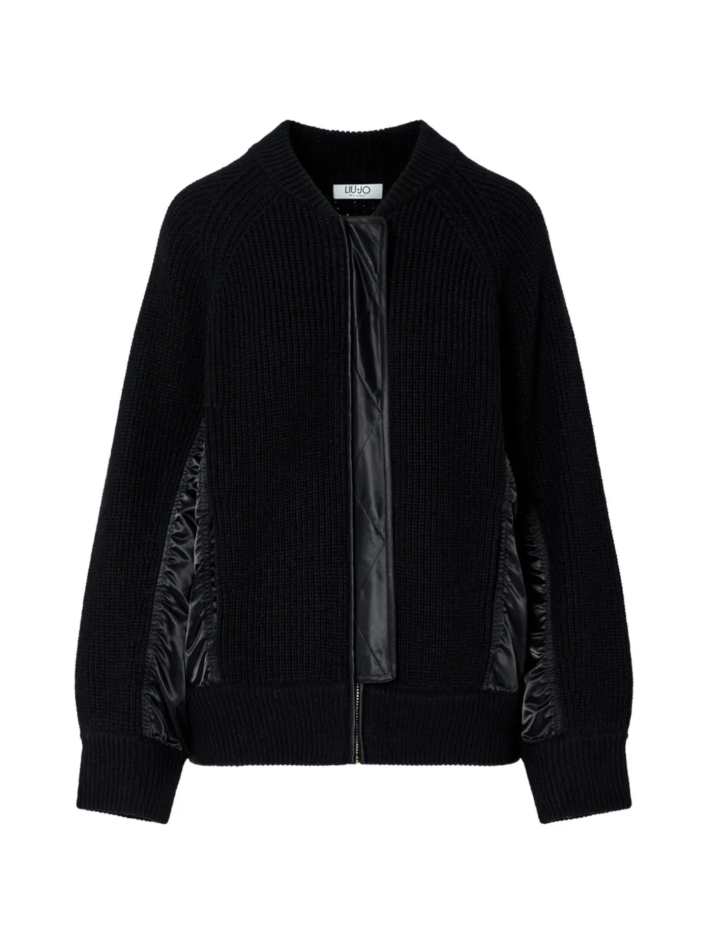 LIU JO knit bomber with nylon inserts - Nero