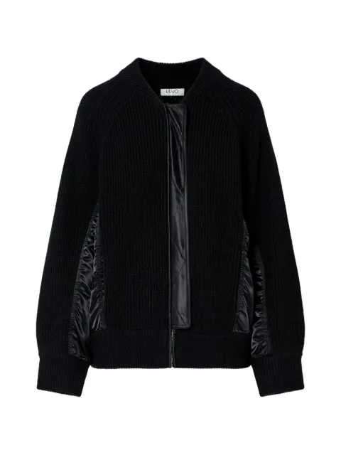 LIU JO chaqueta bómber de punto con apliques de nylon