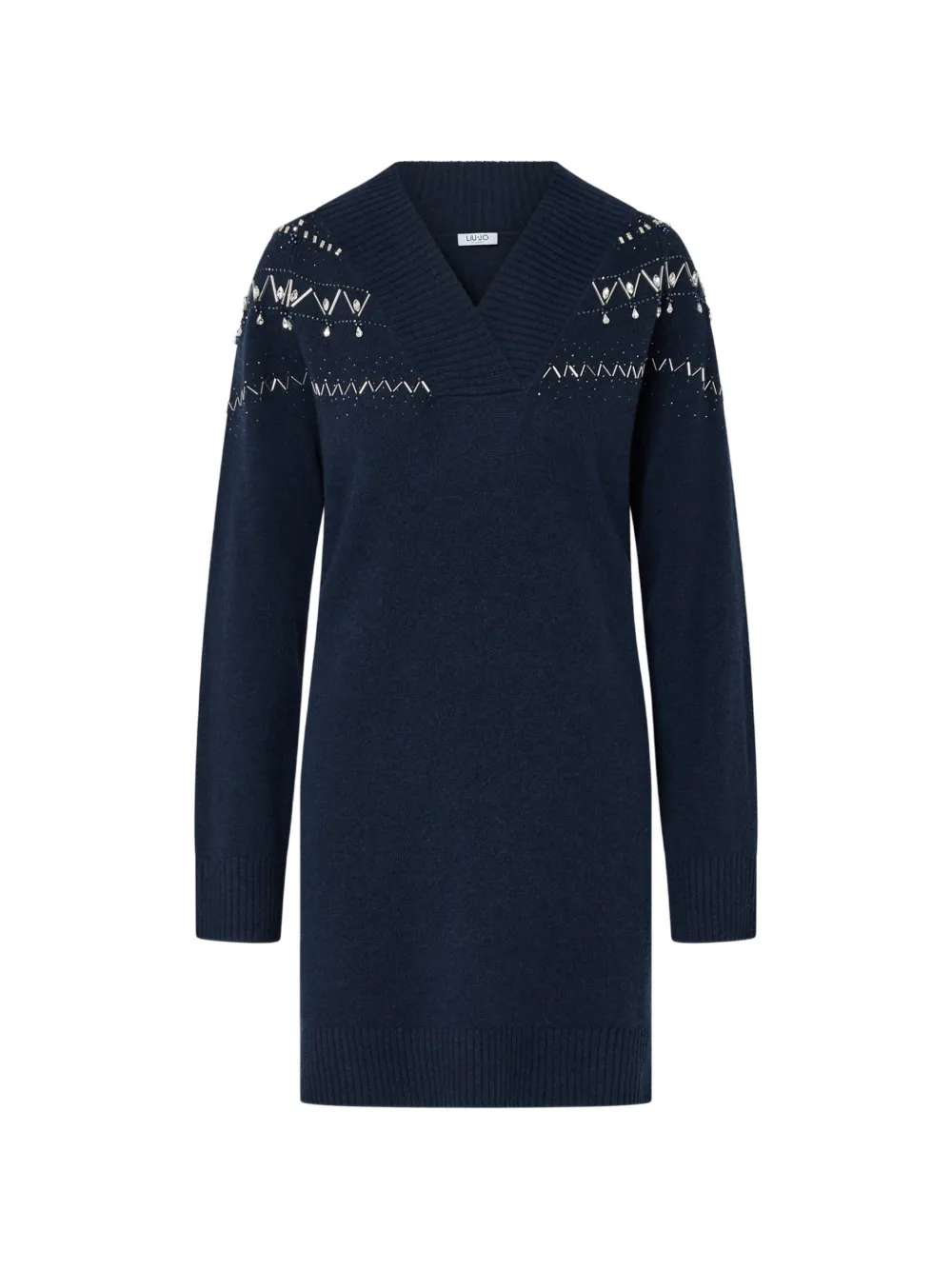 LIU JO knit dress with jewel embroidery - Blu