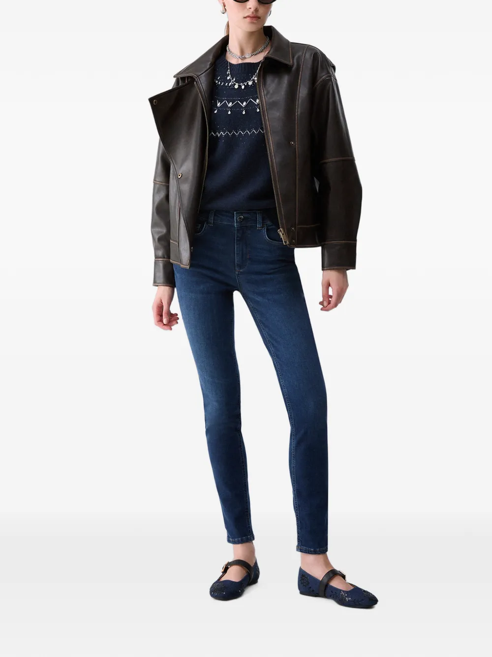 LIU JO Skinny jeans met verfraaiing Blauw