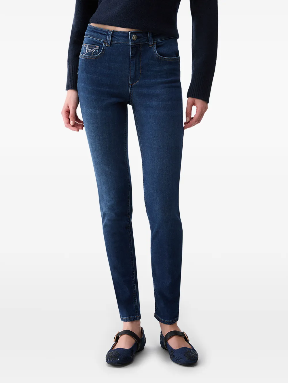 LIU JO Skinny jeans met verfraaiing Blauw