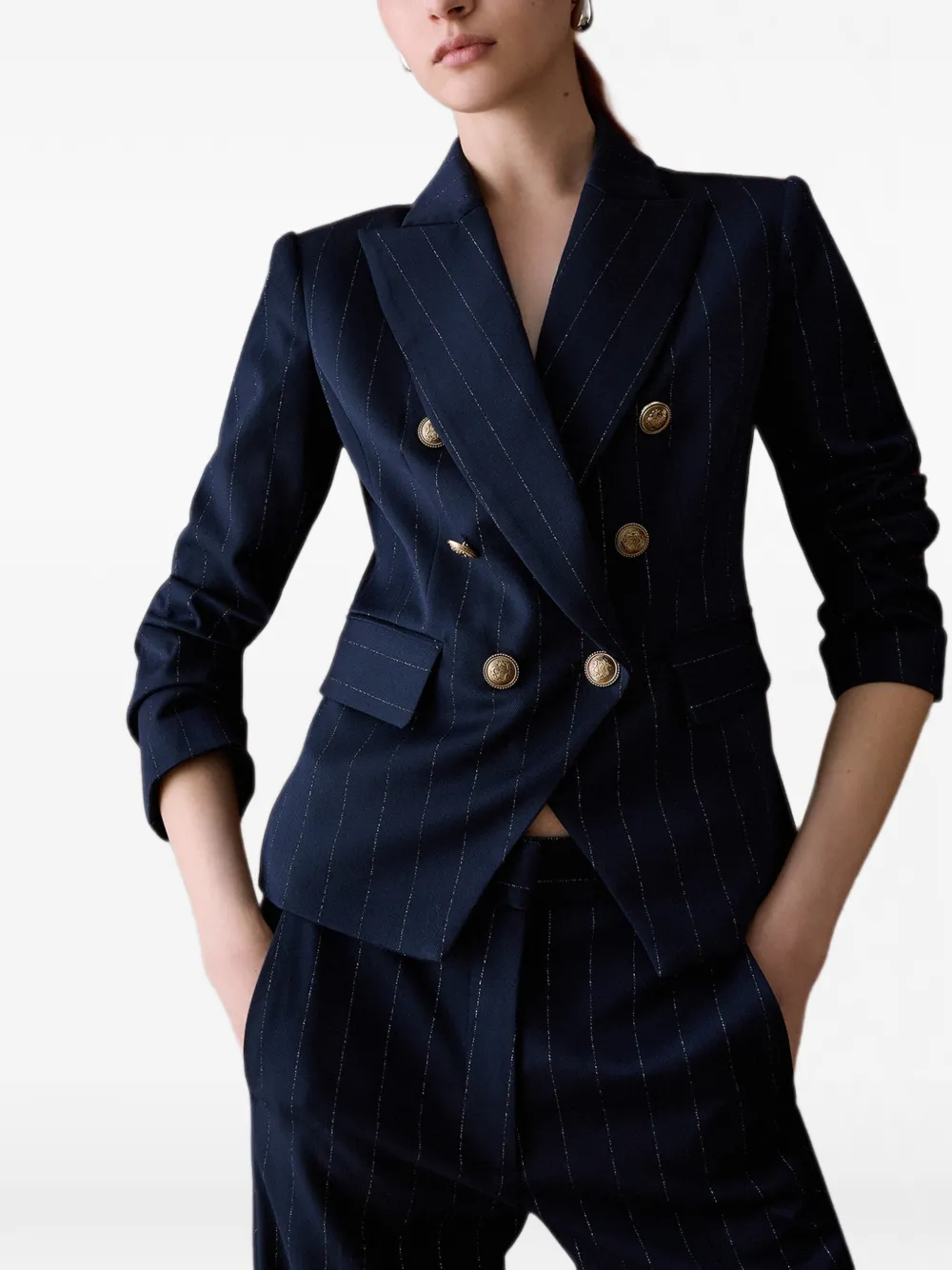 LIU JO Blazer met krijtstreep en dubbele rij knopen Blauw