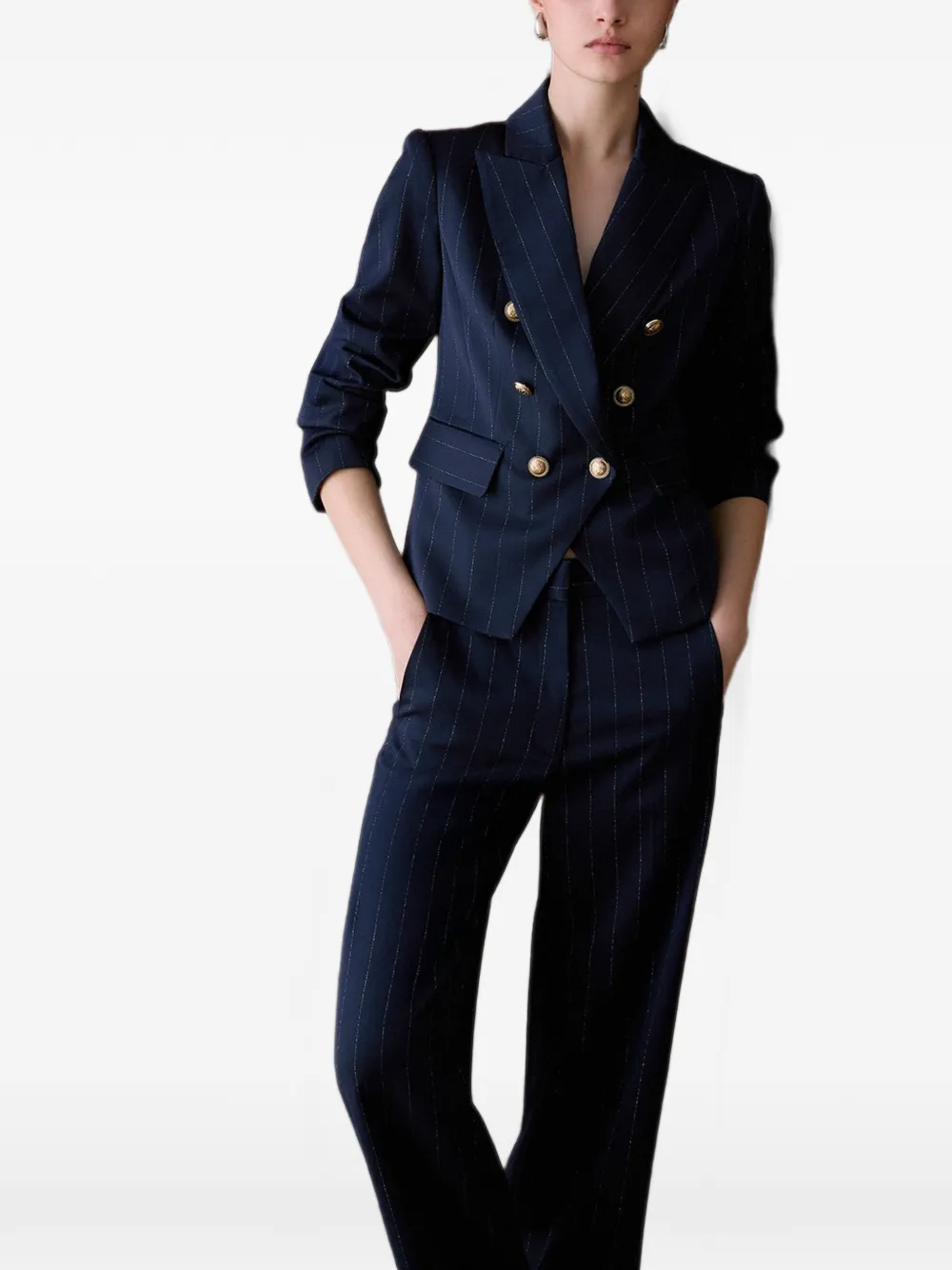 LIU JO Blazer met krijtstreep en dubbele rij knopen Blauw