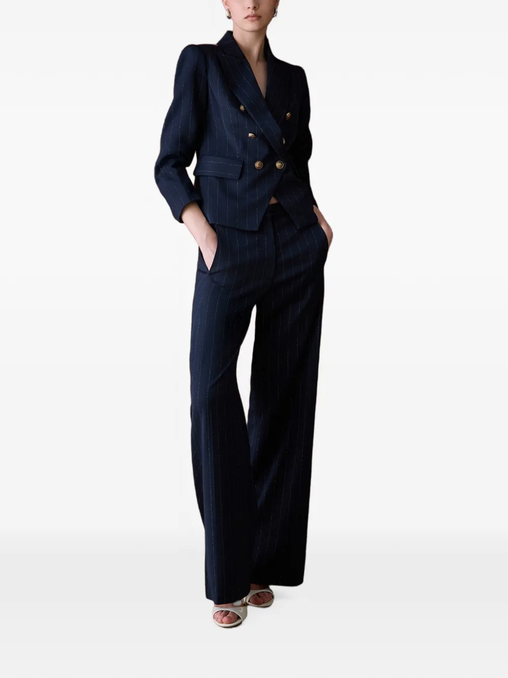 LIU JO pinstripe straight pants Blauw