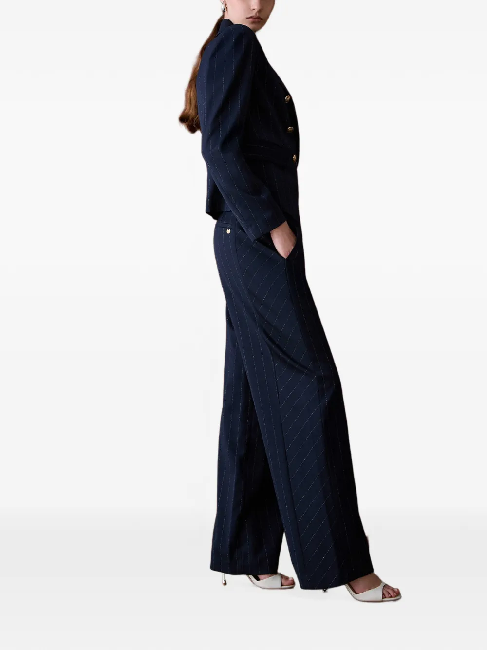 LIU JO pinstripe straight pants Blauw